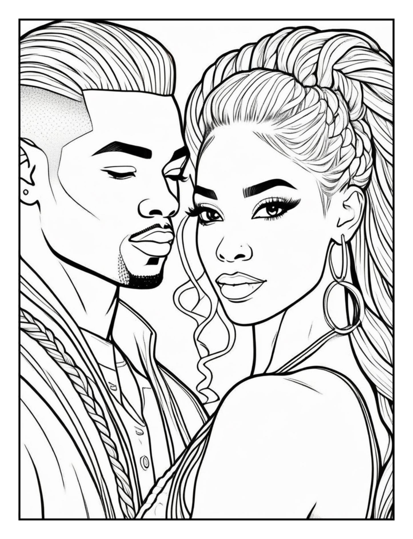 Black Couples Coloring Book for Adults, Mindful Self-Care, Relationship Therapy, Black Love Art Printable