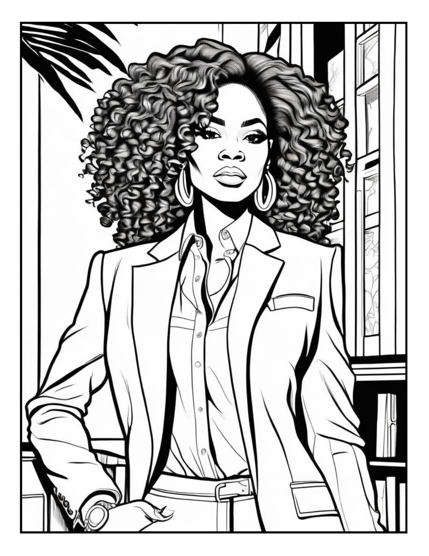 Women With Style Digital Coloring Book|Stylish Black Women in Pant Suits and Dresses | Fashion Coloring Pages for Relaxation and Creativity