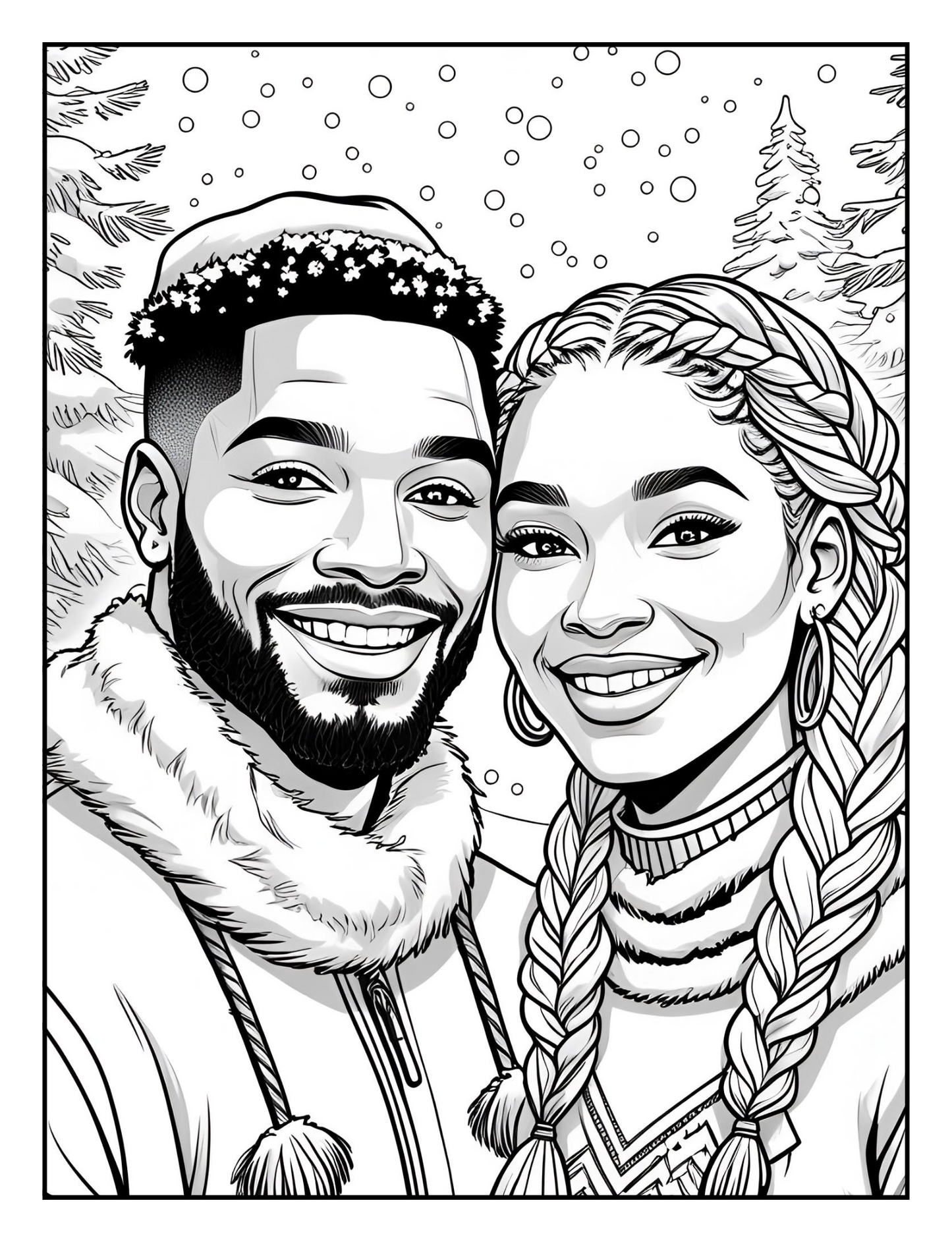 Winter Wonderland Couples Celebrating Christmas Together A Coloring Adventure Featuring Enchanting Moments of Love and Christmas Joy, Perfect for Relaxation and Festive Fun