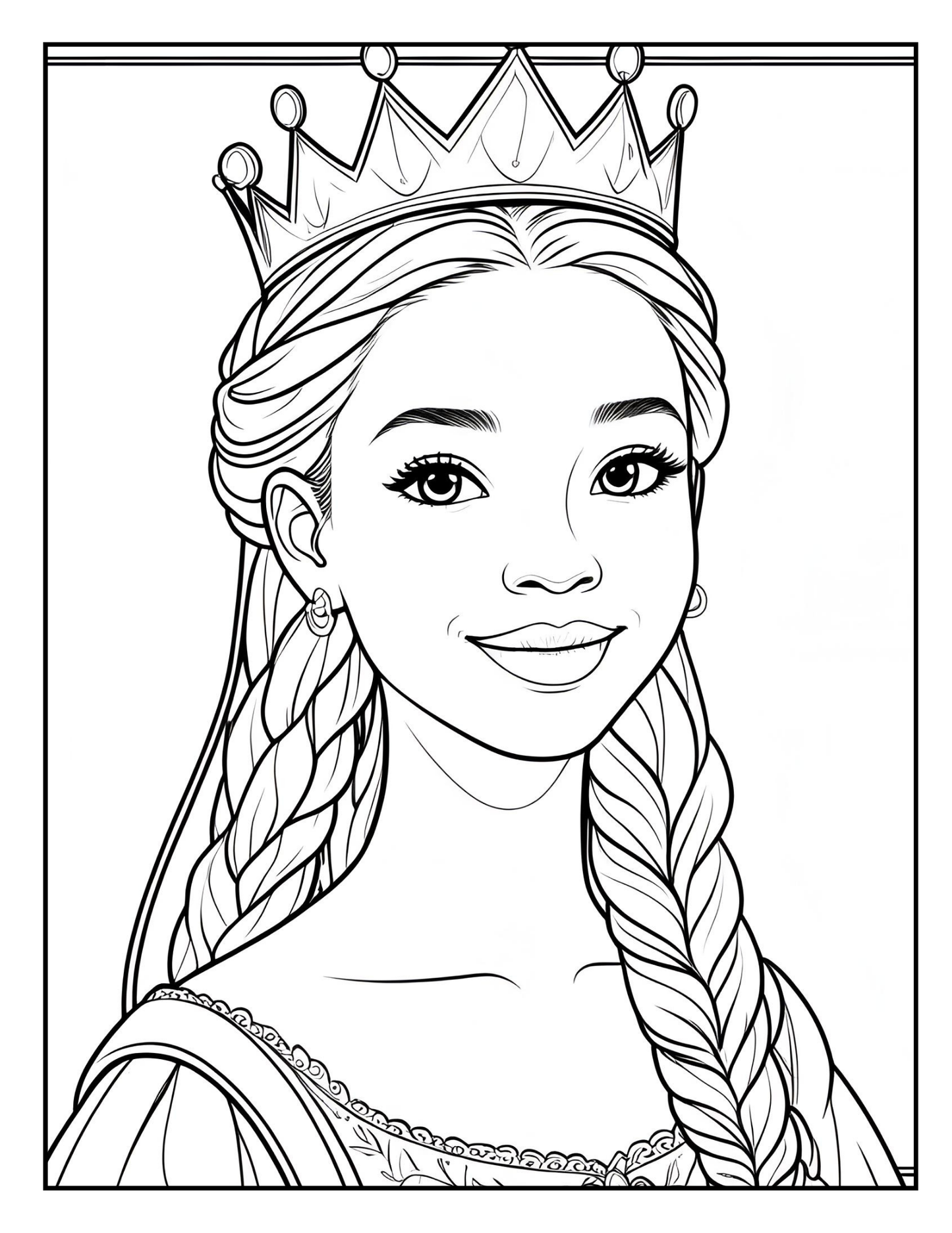 Royal Black Princess Coloring Book: African American Girls' Magical Adventures | Diverse Fairy Tale Illustrations | Printable PDF for Kids
