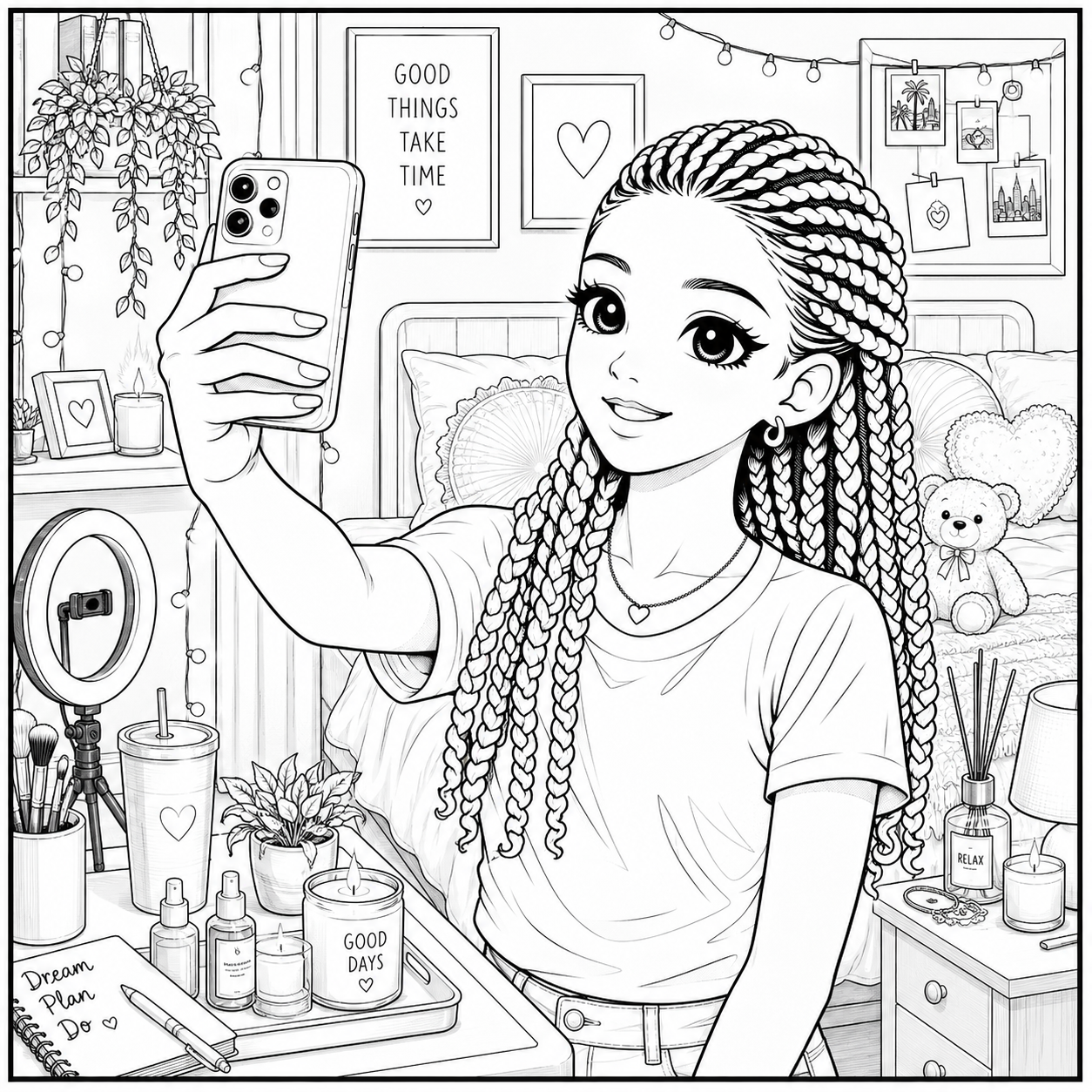 Soft Life Moments Anime-Styled Coloring Book