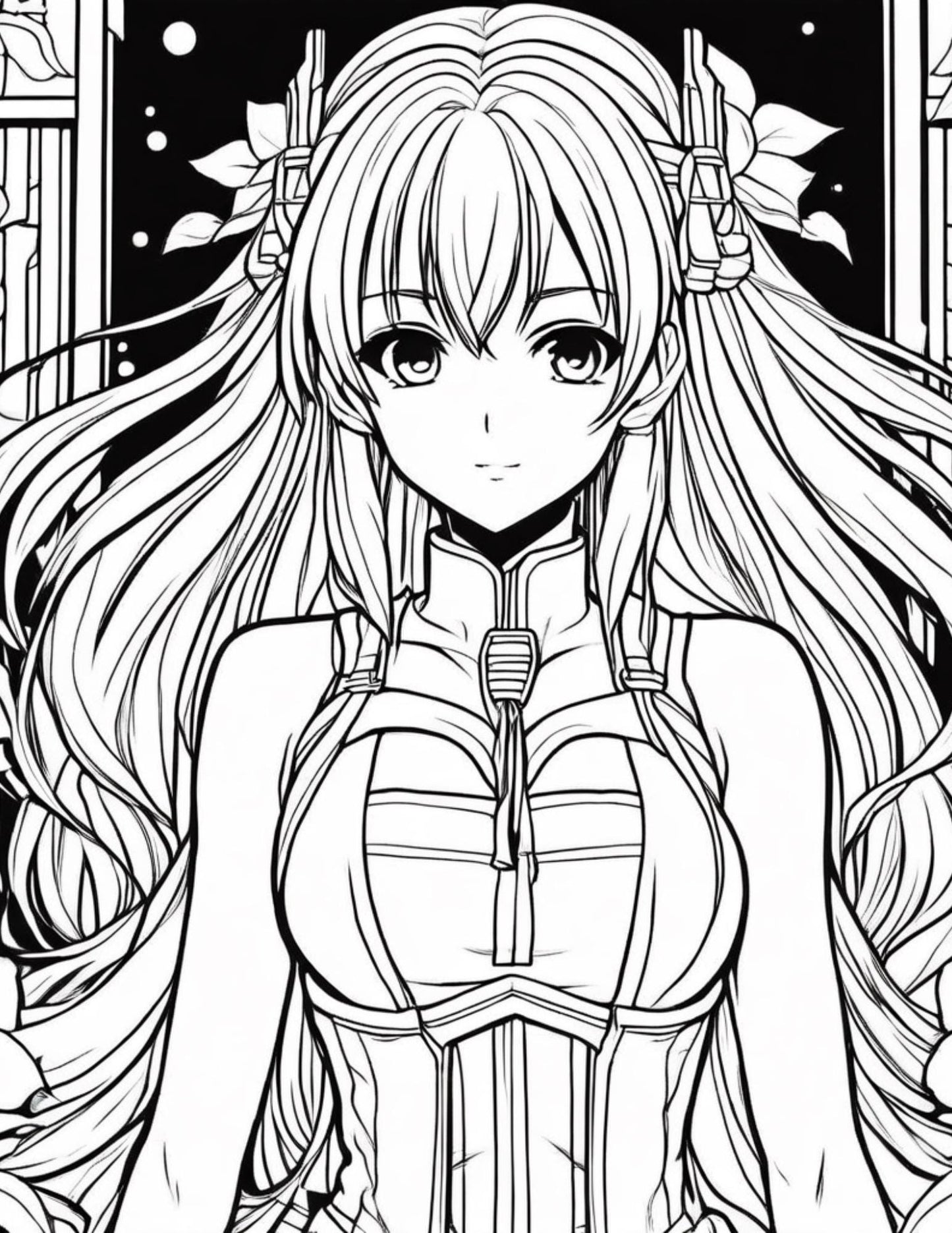 Anime Girls Coloring Pages| Digital Download | Cute Kawaii Designs for Adults & Kids | Printable Manga Style Coloring Sheets