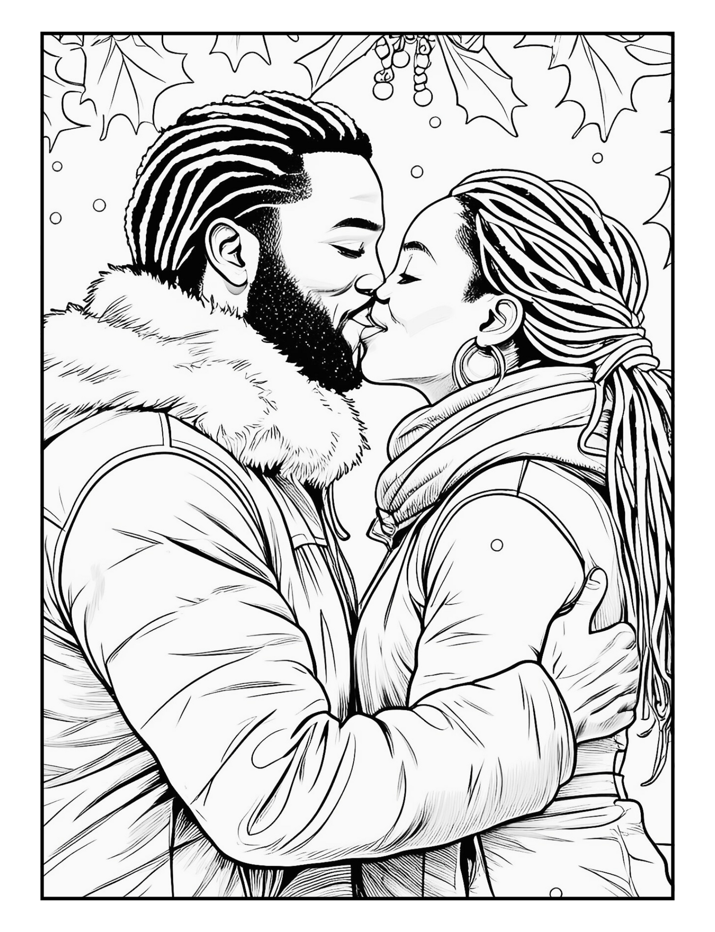 Winter Wonderland Couples Celebrating Christmas Together  A Coloring Adventure Featuring Enchanting Moments of Love and Christmas Joy, Perfect for Relaxation and Festive Fun