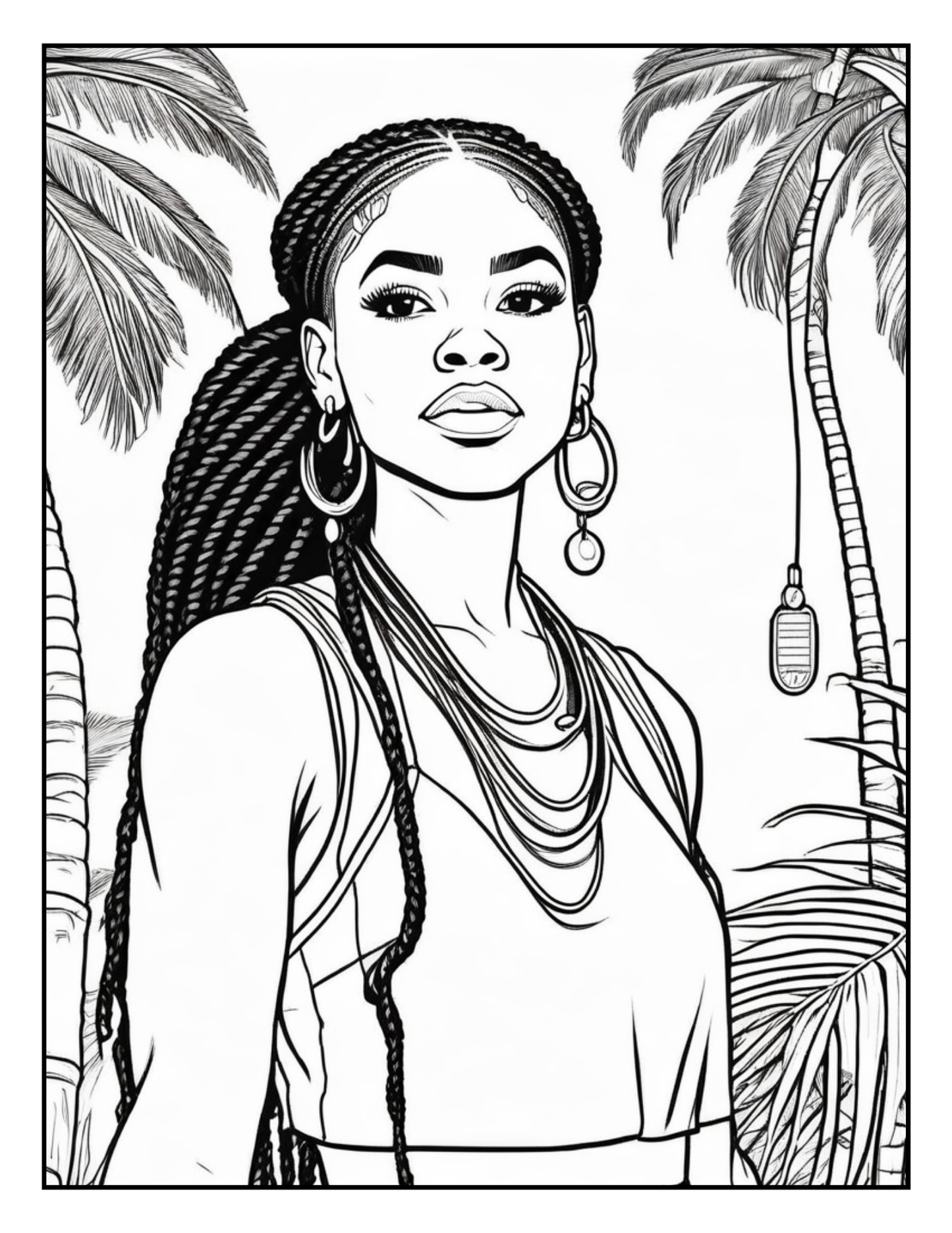 Black Women Summer Vibes Coloring Pages | Melanin Beauty, Afro Hairstyles, Swimsuits & Sun | Fun Digital Download for Relaxation