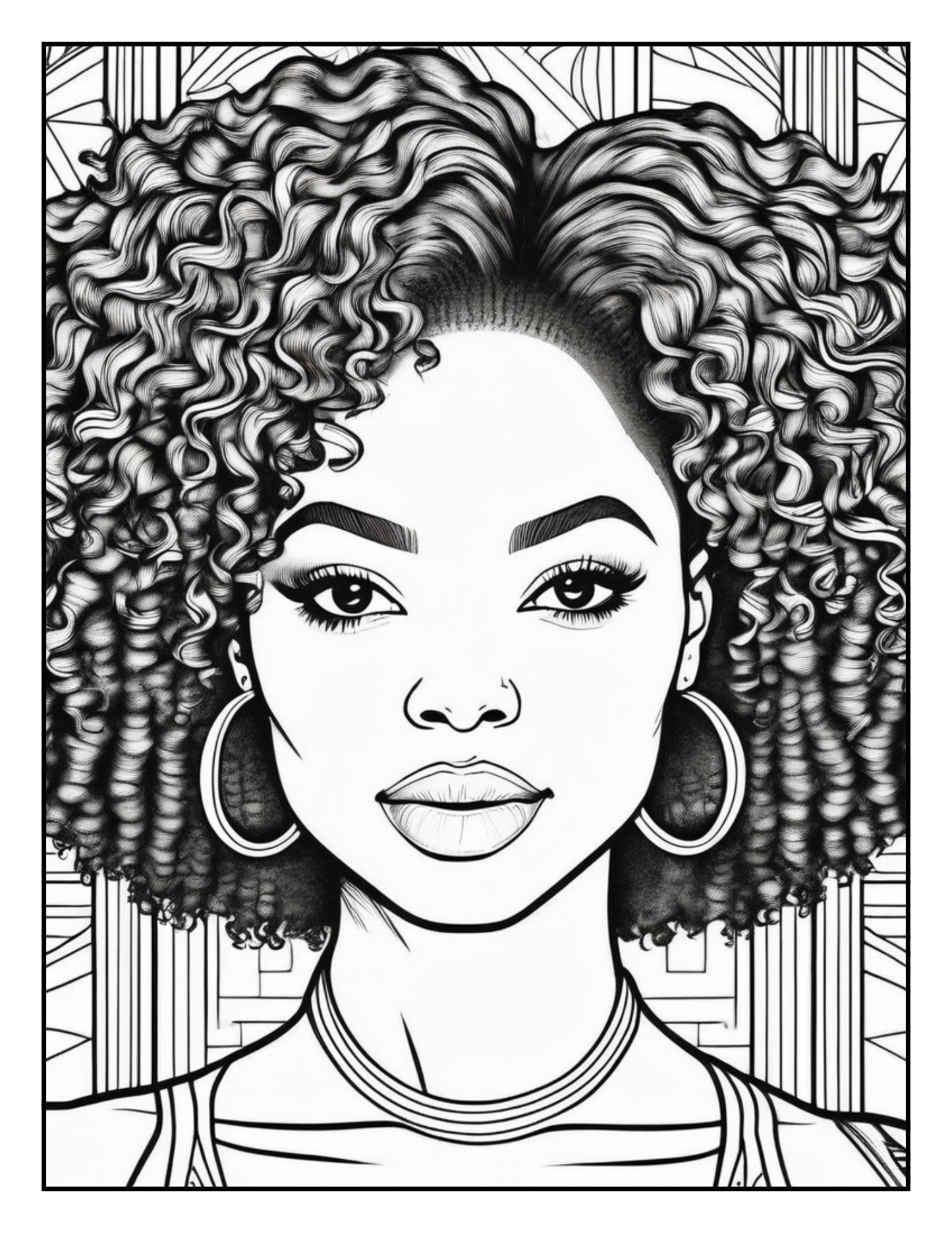 Abstract Queens: Black Women Coloring Book with Geometric Designs | Melanin Art Coloring Pages for Adults | Digital Download