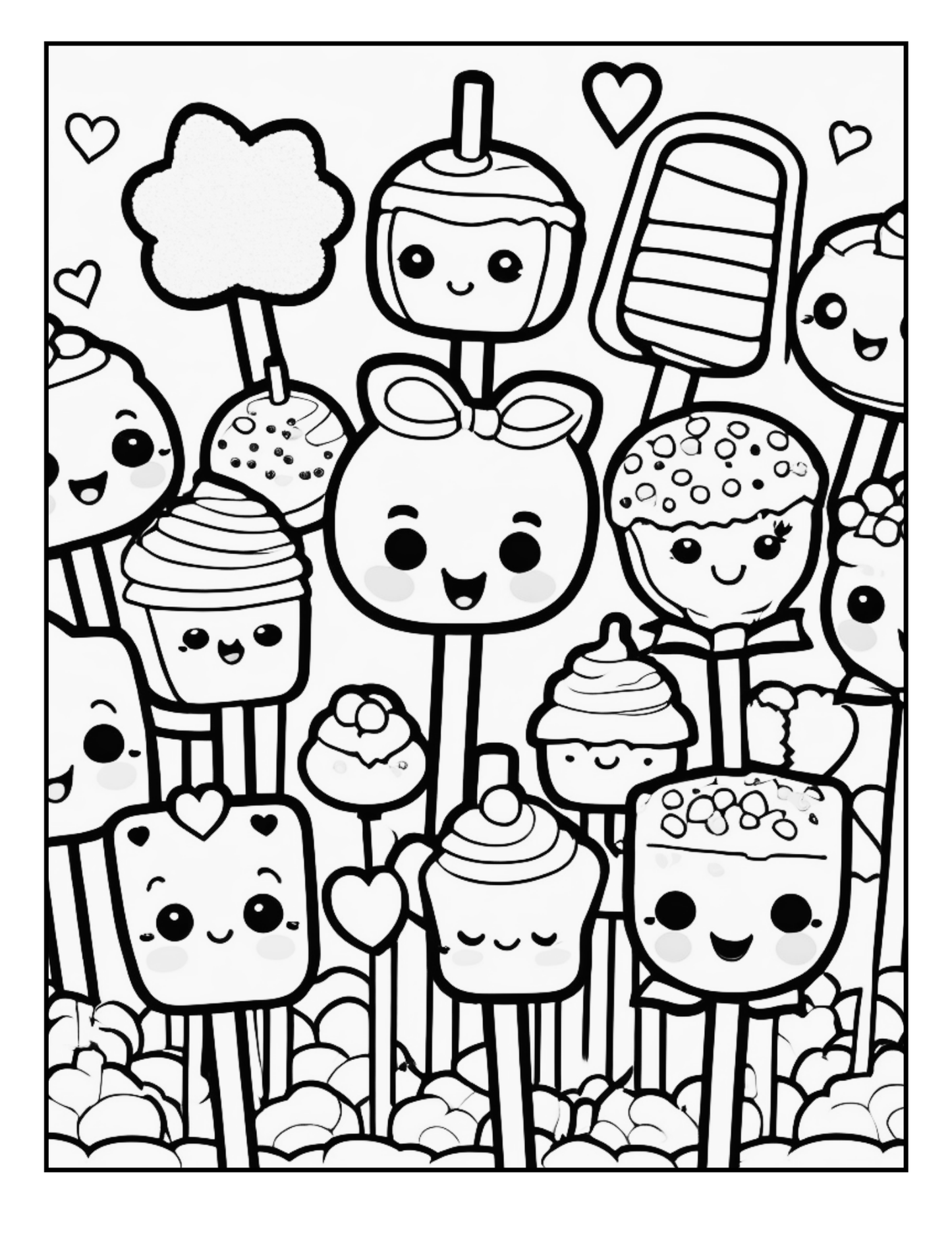 Sweet Treats: Kawaii Styled Dessert Coloring Book| Kawaii| Cute Kawaii| Dessert| Digital Download| Printable Coloring Pages|