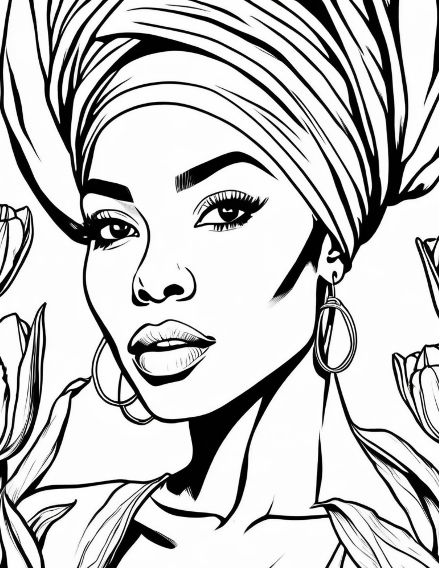 Black Women Headwrap Coloring Book | African American Women | Headscarf Fashion | Natural Hair Coloring Pages | Digital Download