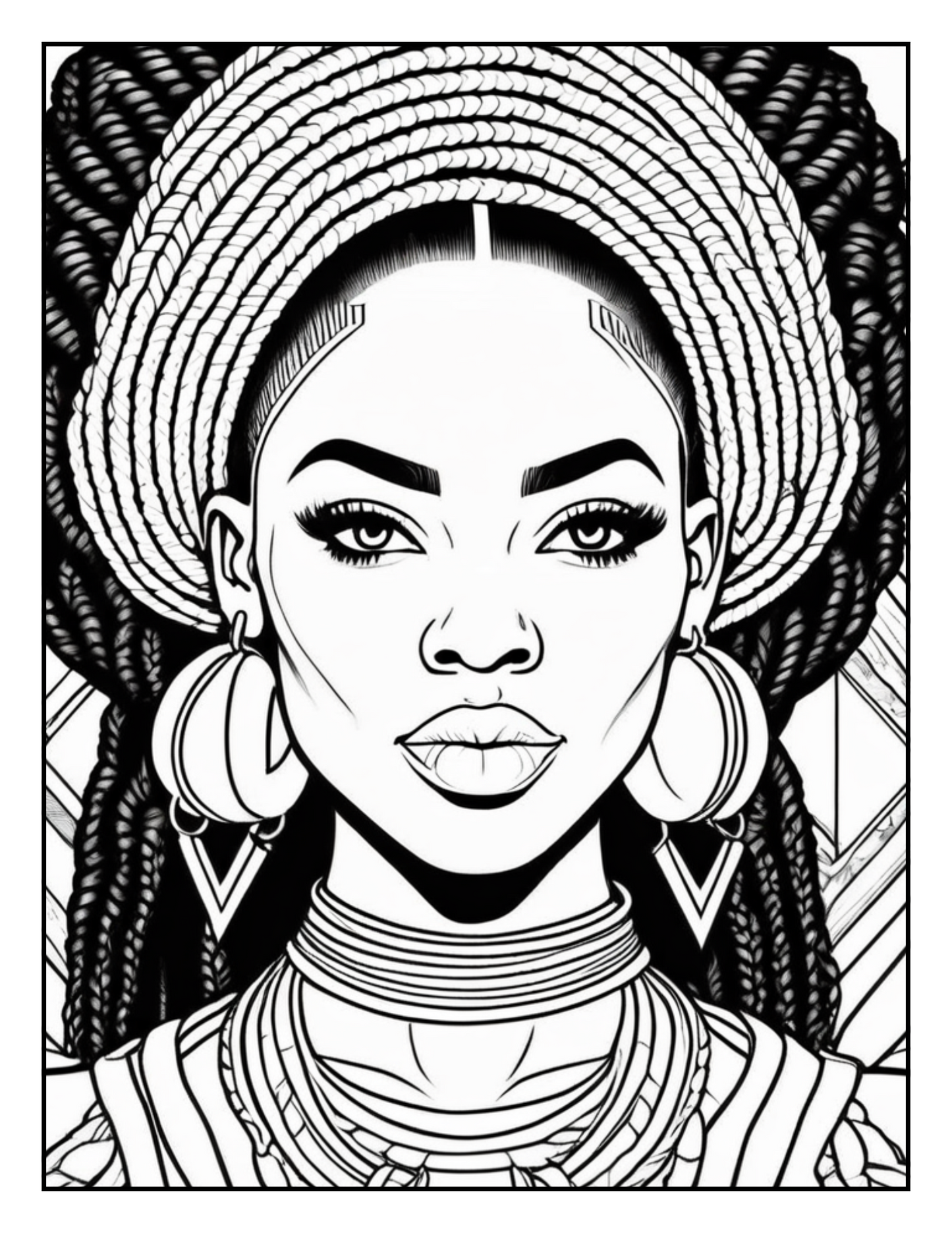 Abstract Queens: Black Women Coloring Book with Geometric Designs | Melanin Art Coloring Pages for Adults | Digital Download
