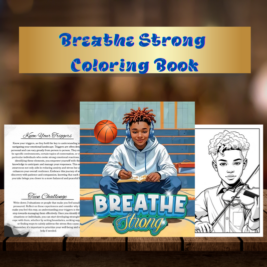 Teen Boy Coloring Book | Digital Mental Health Tools | Black Boy Coloring Pages | Therapy Tips & Challenges | Digital Download