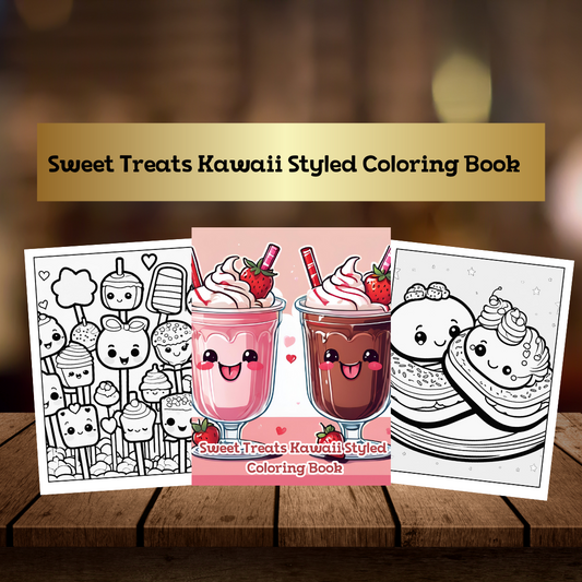 Sweet Treats: Kawaii Styled Dessert Coloring Book| Kawaii| Cute Kawaii| Dessert| Digital Download| Printable Coloring Pages|