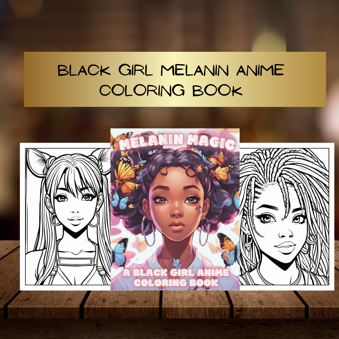 Black Anime Girl Coloring Pages | Melanin Kawaii Digital Download | Cute Afro Anime Aesthetic Coloring Book for Kids & Adults
