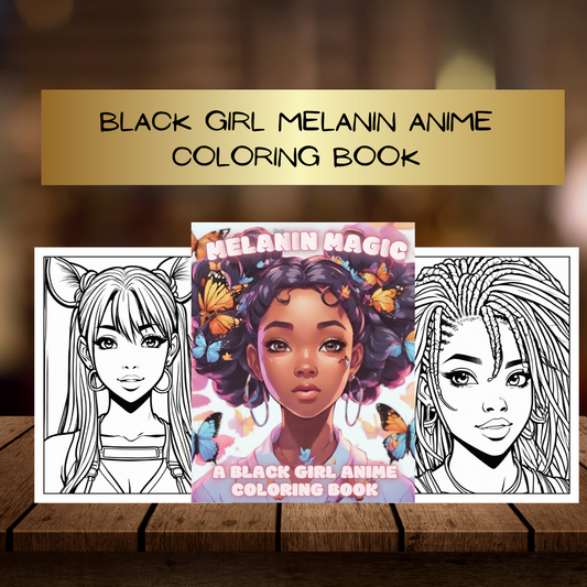 Black Anime Girl Coloring Pages | Melanin Kawaii Digital Download | Cute Afro Anime Aesthetic Coloring Book for Kids & Adults