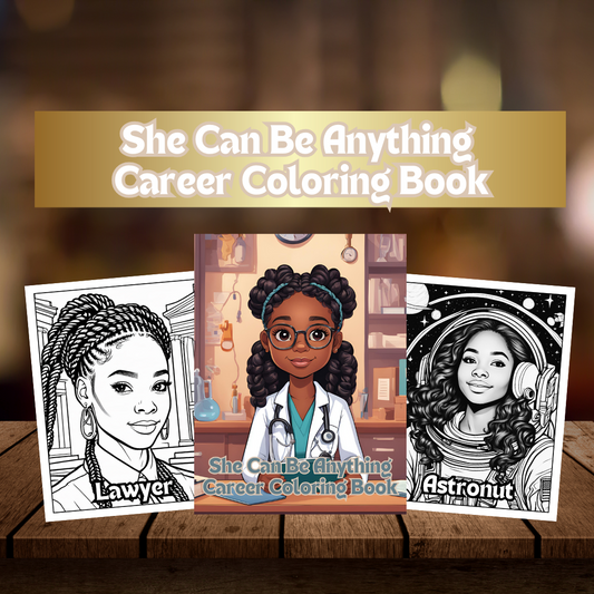 Black Girl Career Coloring Book Digital Download – Printable Pages, Future Careers for Young Black Girls, PDF Coloring Activity