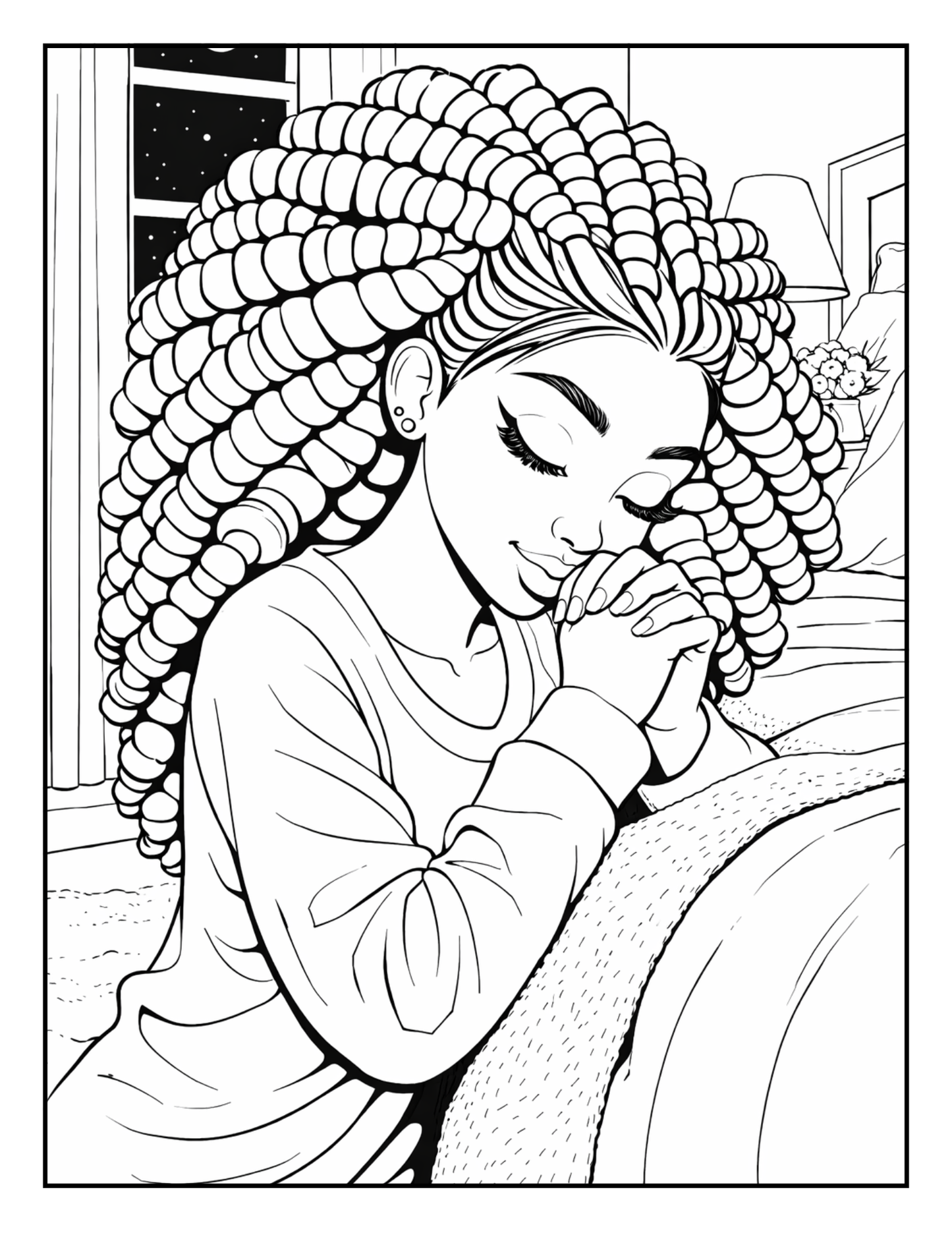 Praying Queens Coloring Book | Black Women Coloring Pages w/ Scriptures | Christian Digital Download | Faith-Based Self-Care Art