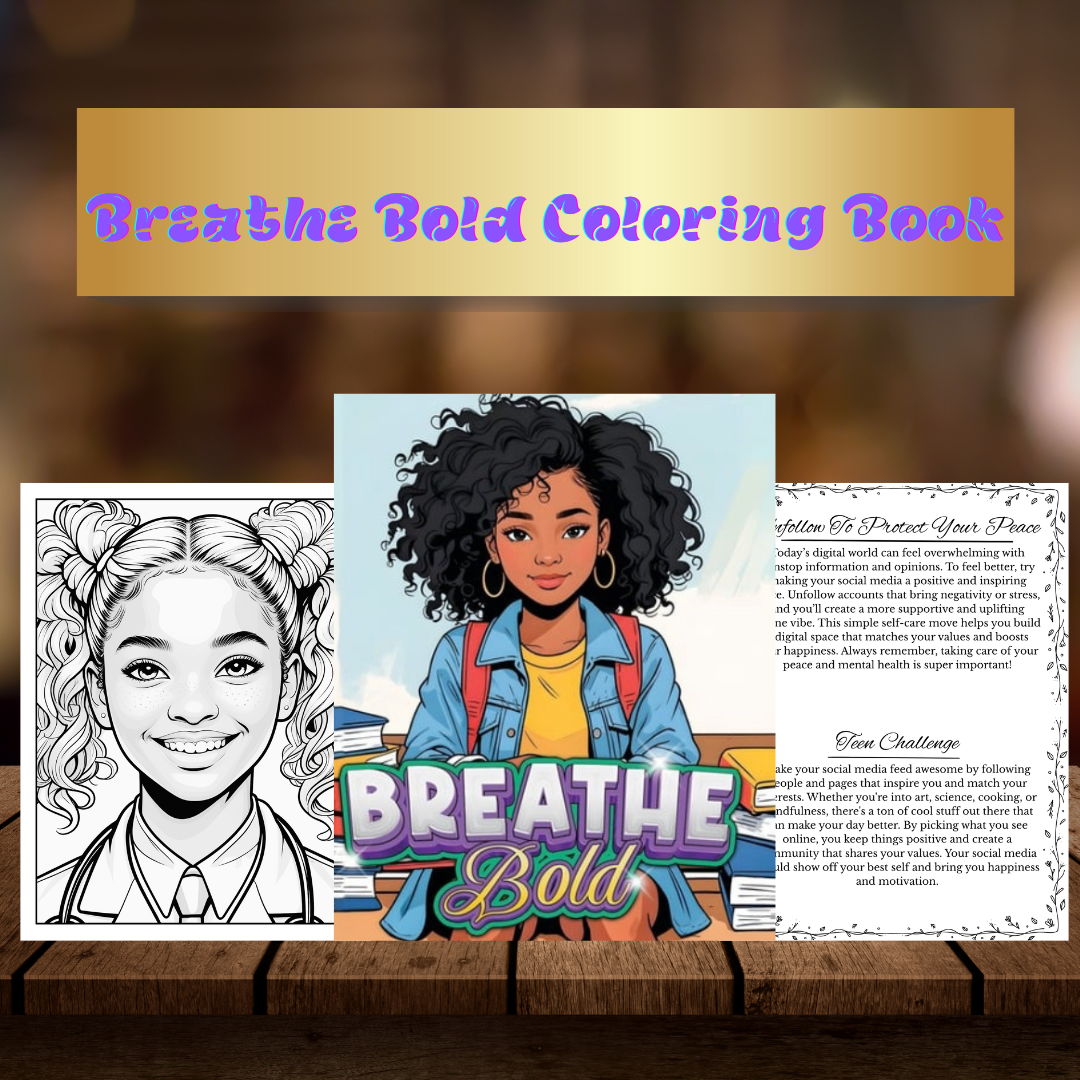 Teen Girl Coloring Book | Digital Anxiety Relief | Mental Health Activities | Black Girl Coloring Pages | Digital Download| Manage Stress