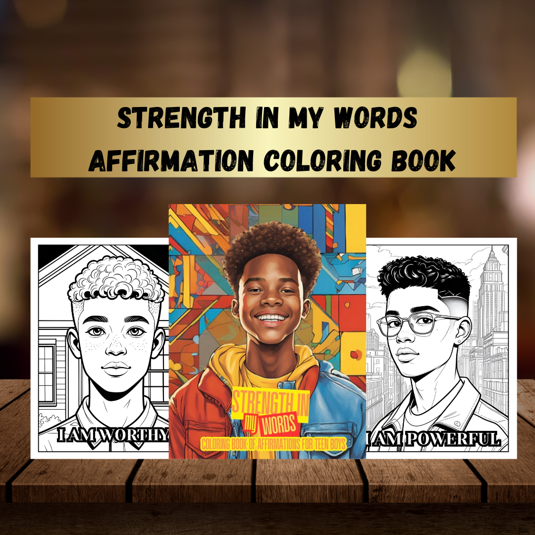 Black Boy Affirmation Coloring Book | Empowering Positive Words|Fun Coloring Pages| Boost Confidence and Self-Esteem | Digital Download