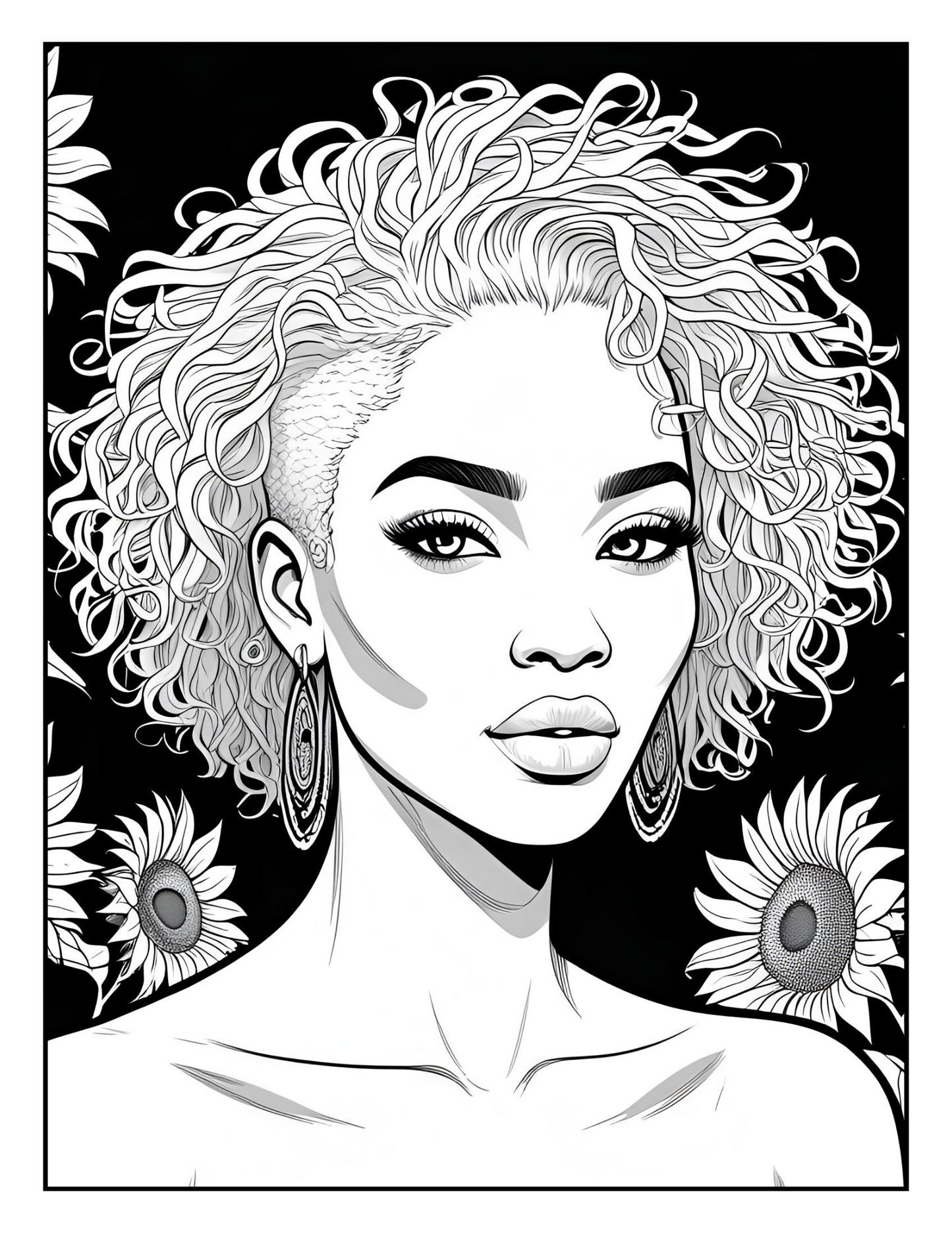 Natural Hair Coloring Book for Black Women | Afro, Curls, Braids & Locs | Relaxing Self-Care & Fun Pages for All Ages – Digital Download