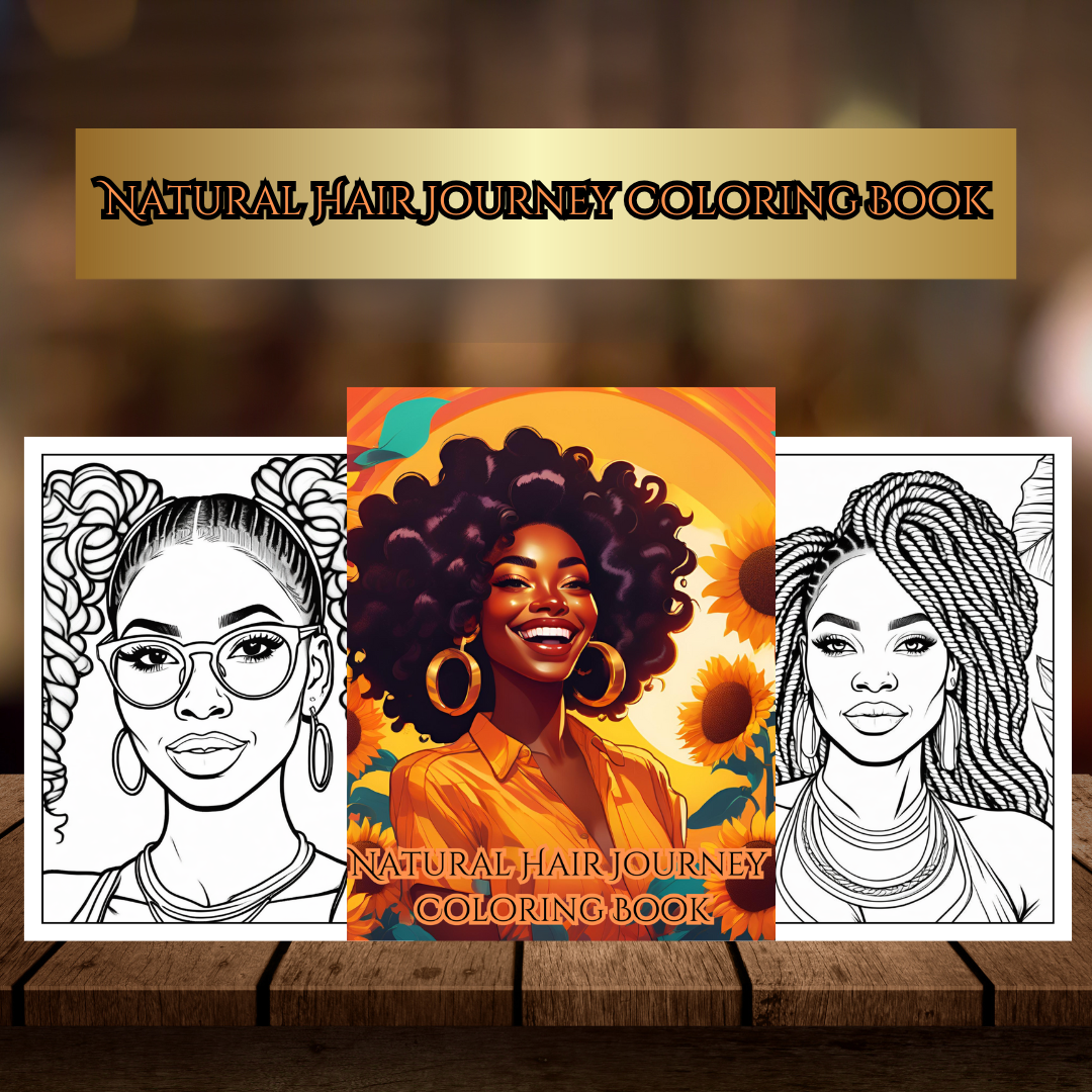 Natural Hair Coloring Book for Black Women | Afro, Curls, Braids & Locs | Relaxing Self-Care & Fun Pages for All Ages – Digital Download