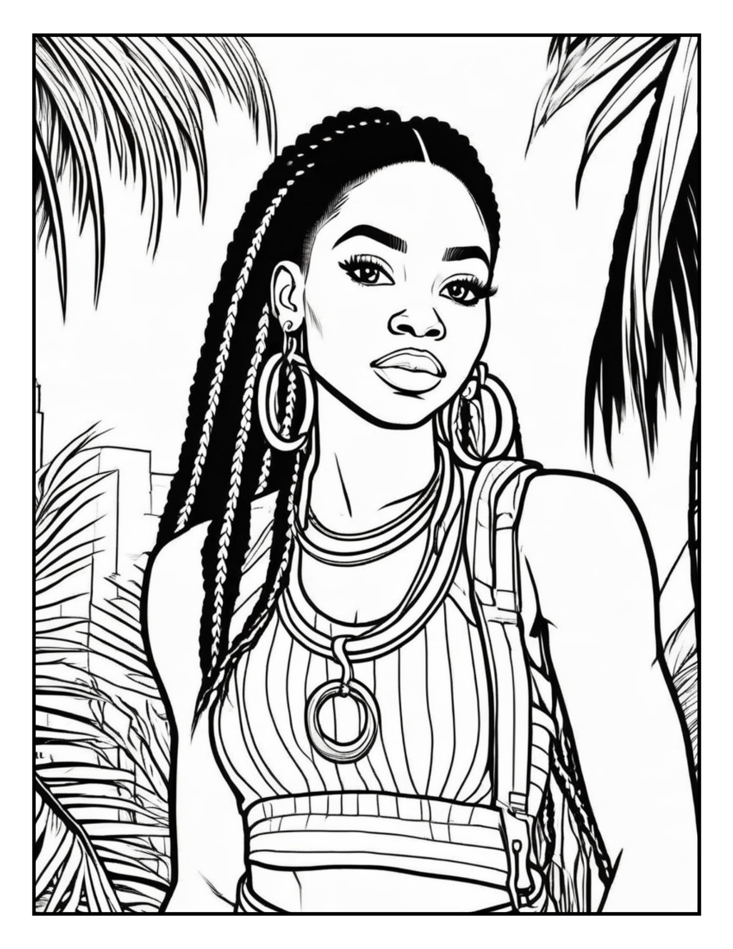 Black Women Summer Vibes Coloring Pages | Melanin Beauty, Afro Hairstyles, Swimsuits & Sun | Fun Digital Download for Relaxation