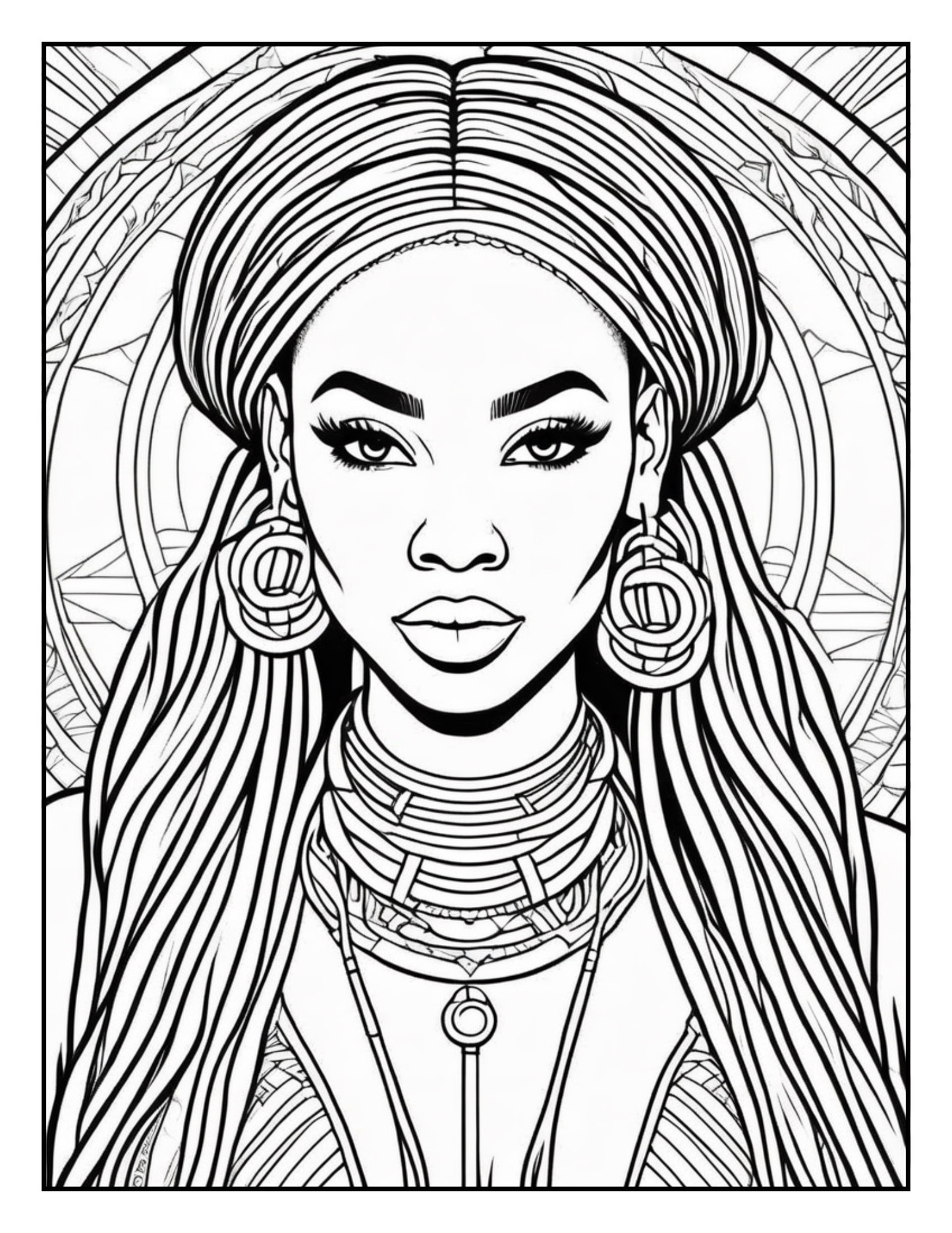 Abstract Queens: Black Women Coloring Book with Geometric Designs | Melanin Art Coloring Pages for Adults | Digital Download