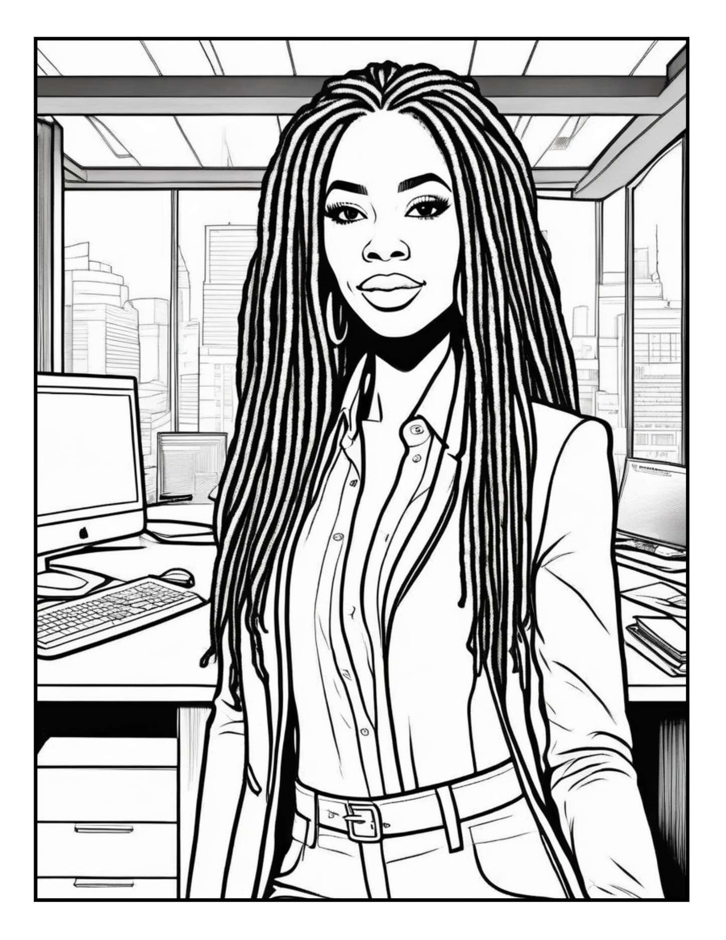 Women With Style Digital Coloring Book|Stylish Black Women in Pant Suits and Dresses | Fashion Coloring Pages for Relaxation and Creativity