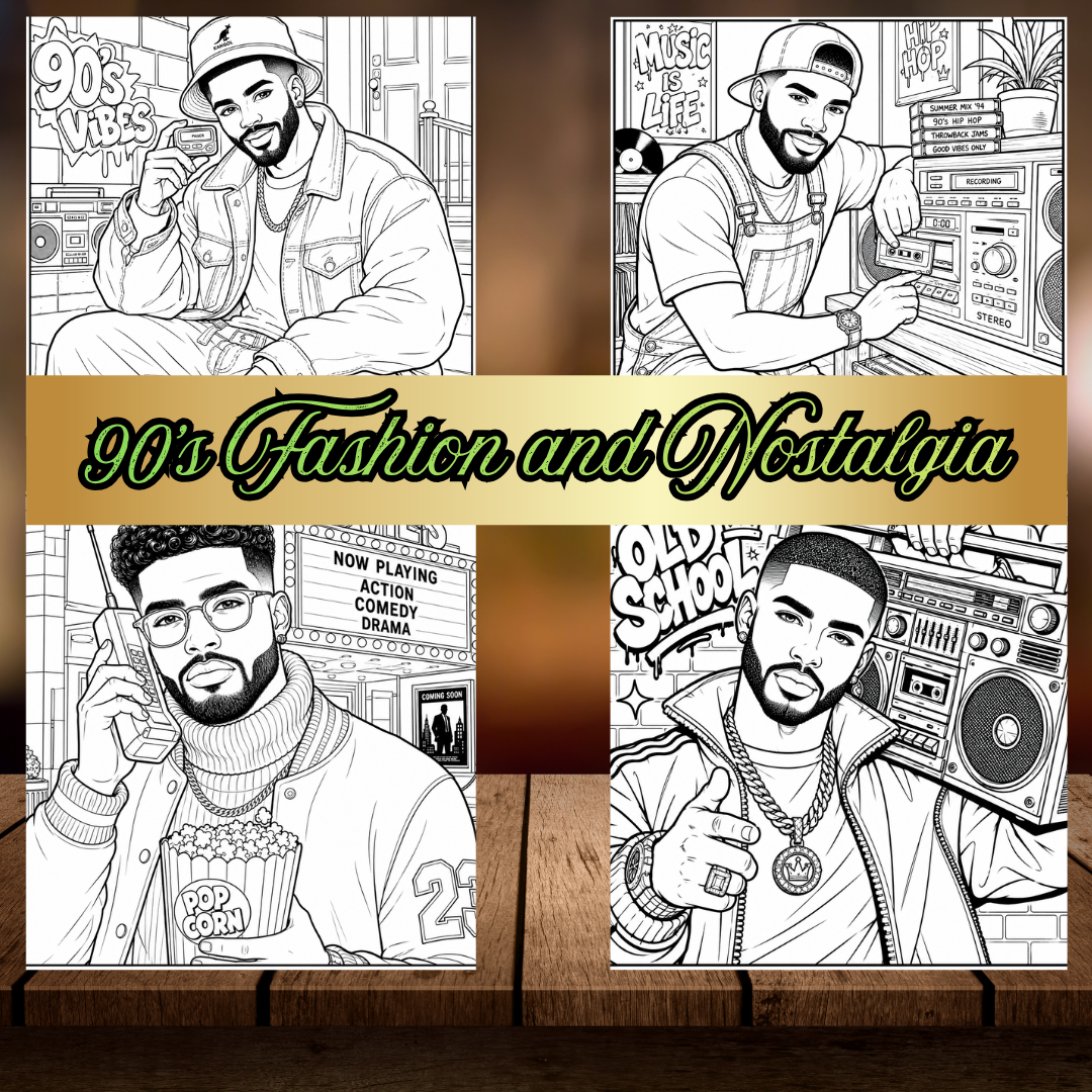 90's Fine Era Coloring Book Digital Download