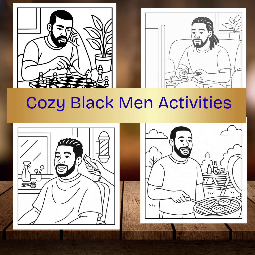 Cozy Men Activities Coloring Book | Bold & Easy Stress Relief, Self Care & Relaxation for Adults