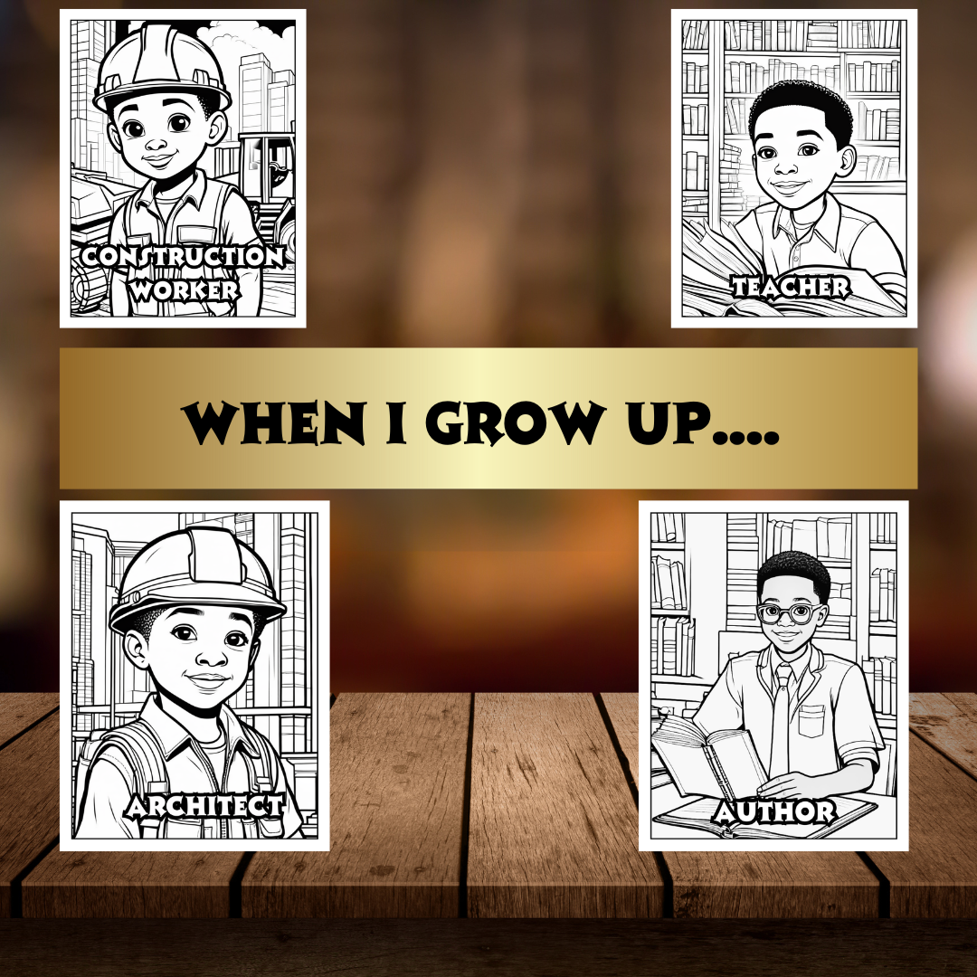 Black Boy Career Coloring Book for Young Black Boys – 25 Printable Pages Digital Download
