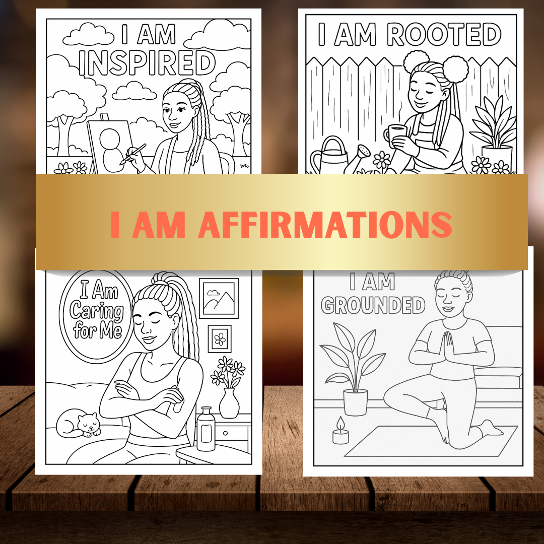 The Power of I Am Coloring Book | Bold & Easy Affirmations for Black Women | Self-Love, Confidence & Empowerment Pages