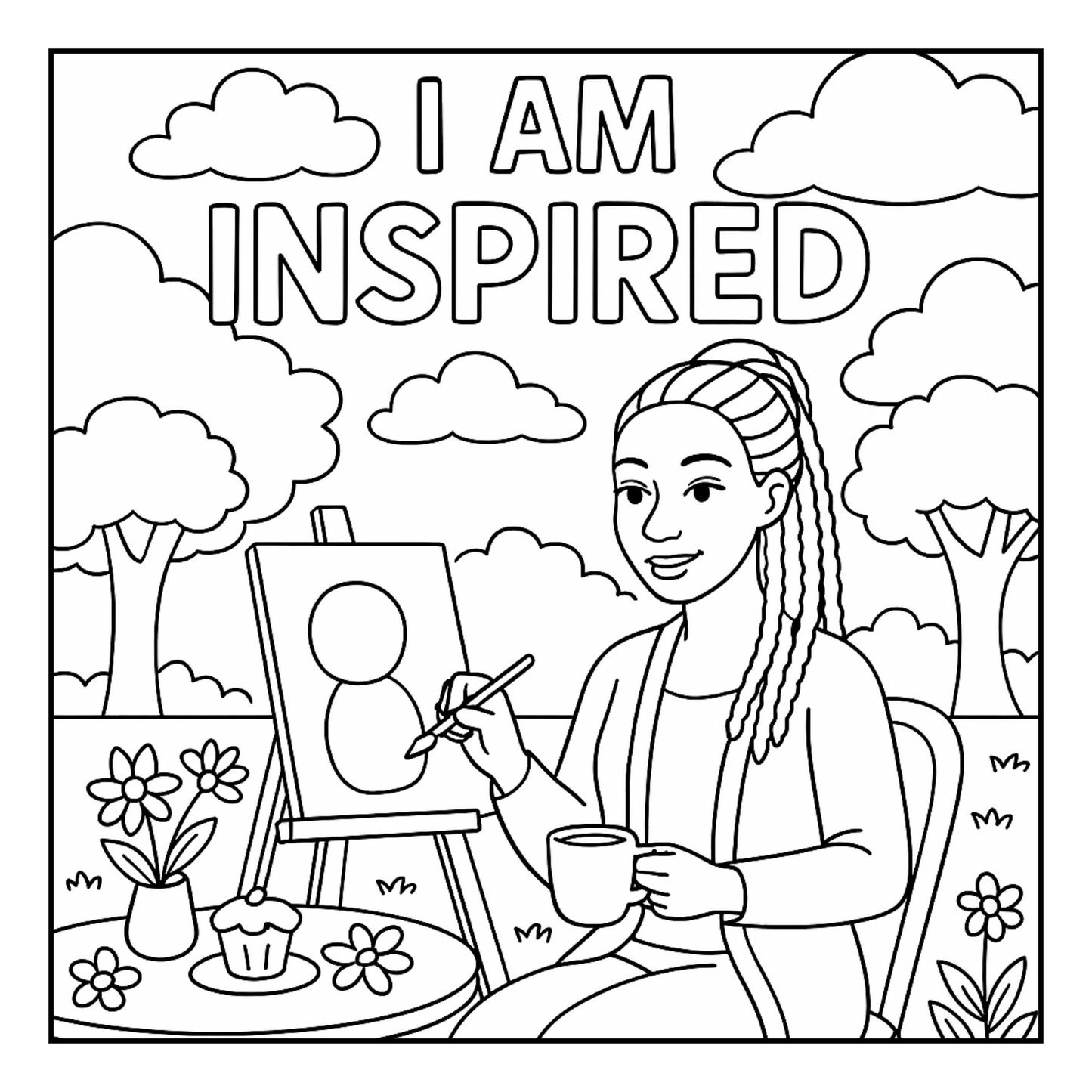 The Power of I Am Coloring Book | Bold & Easy Affirmations for Black Women | Self-Love, Confidence & Empowerment Pages