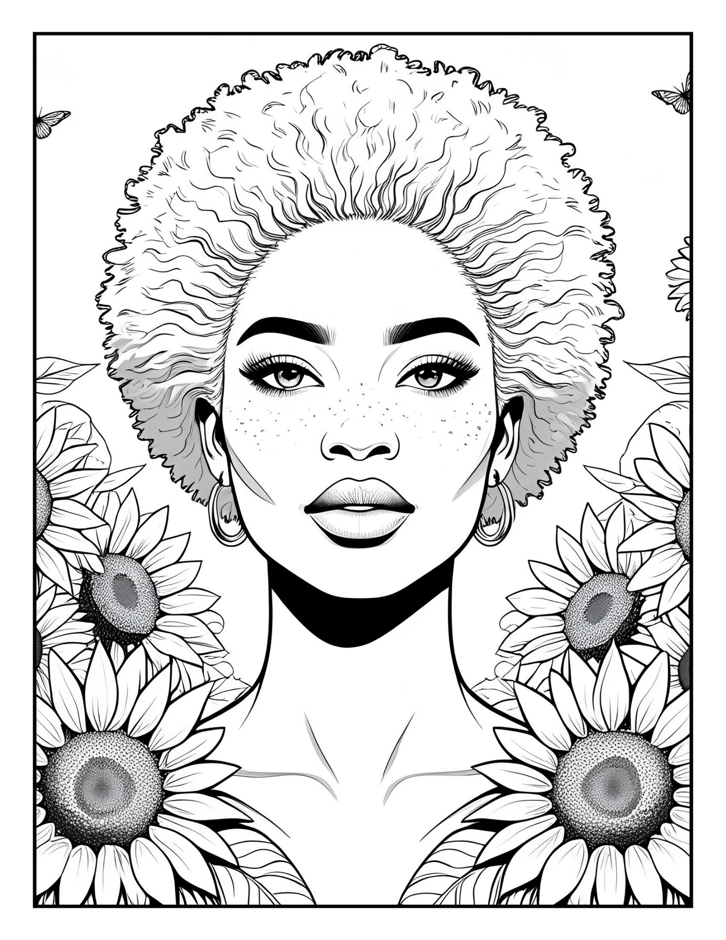 Natural Hair Coloring Book for Black Women | Afro, Curls, Braids & Locs | Relaxing Self-Care & Fun Pages for All Ages – Digital Download