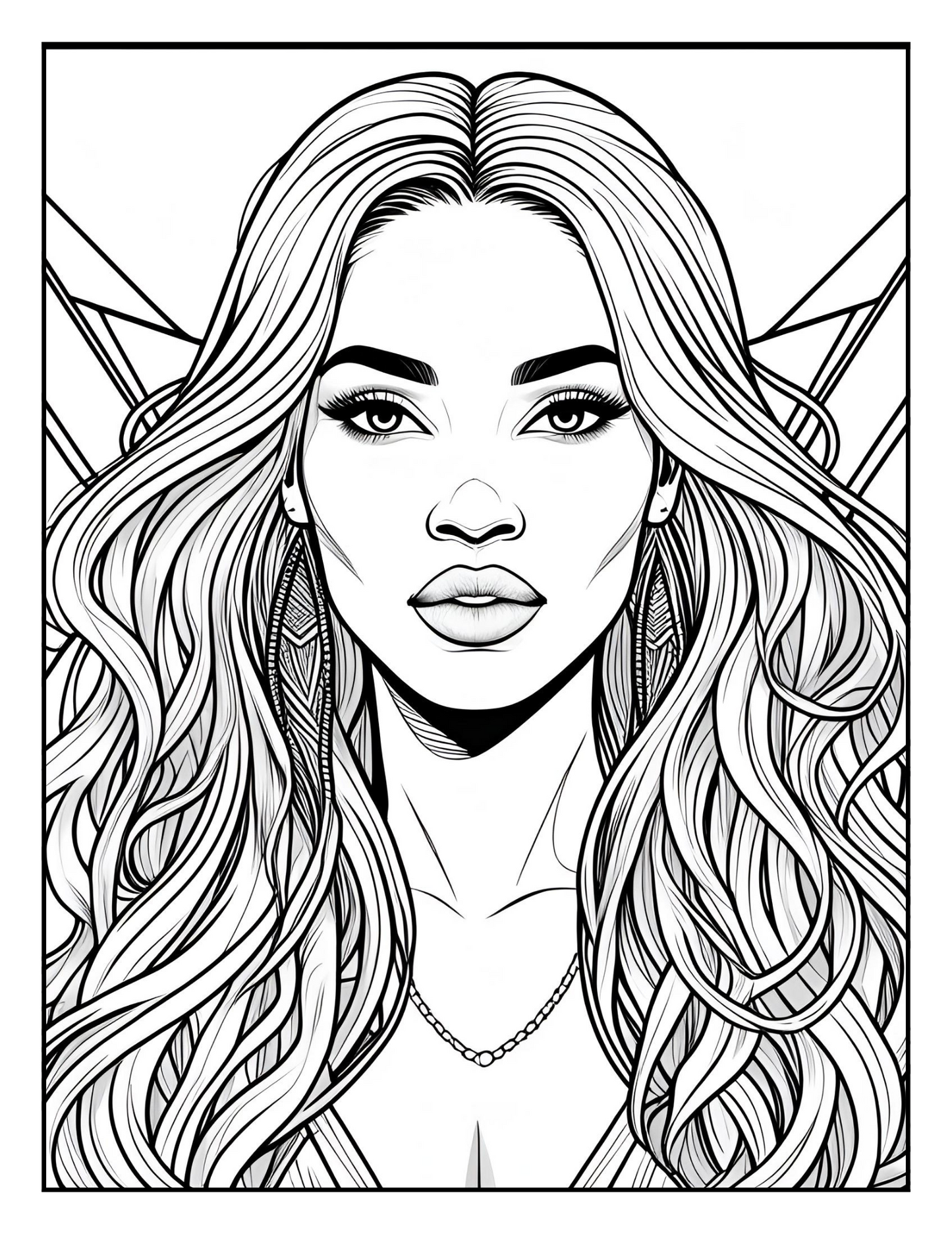 Abstract Queens: Black Women Coloring Book with Geometric Designs | Melanin Art Coloring Pages for Adults | Digital Download