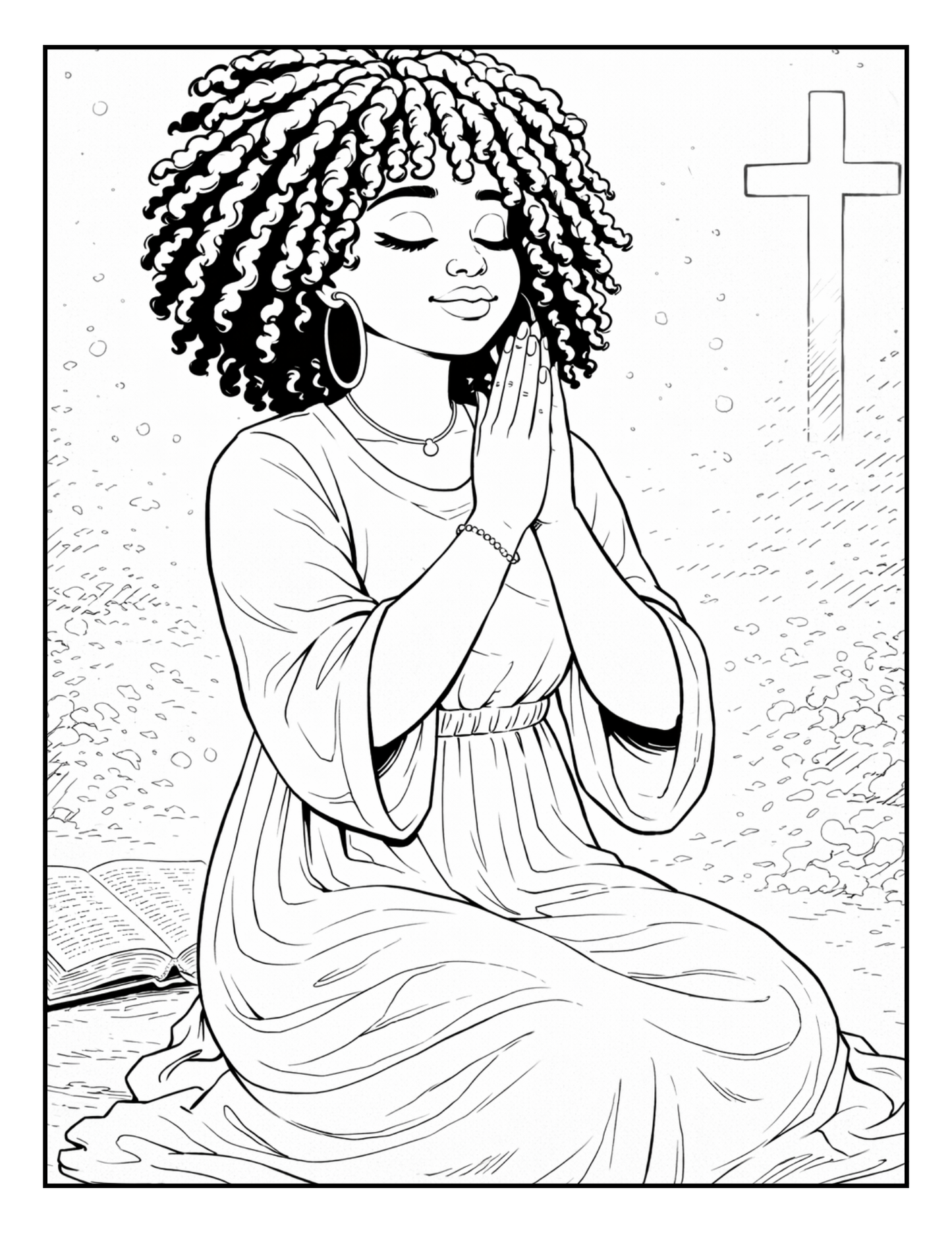 Praying Queens Coloring Book | Black Women Coloring Pages w/ Scriptures | Christian Digital Download | Faith-Based Self-Care Art