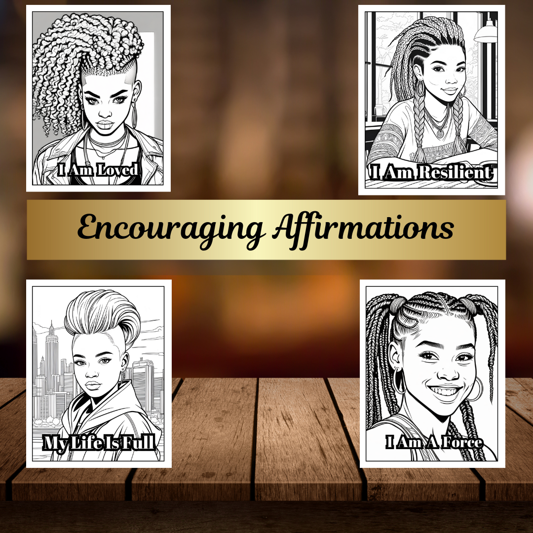 Affirmation Coloring Pages for Teen Girls | Uplifting and Positive Quotes | Digital Download for Self-Love, Motivation and Empowerment