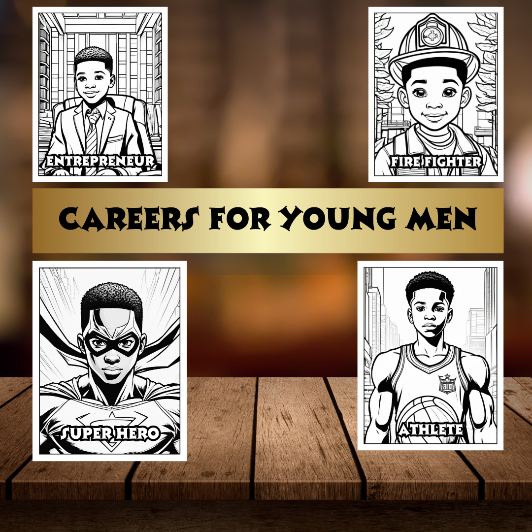 Black Boy Career Coloring Book for Young Black Boys – 25 Printable Pages Digital Download
