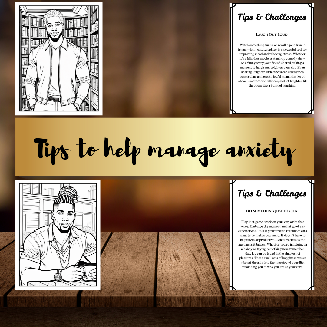 Breathe King Anxiety Relief Coloring Book  | Black Mental Health | 43-Page Digital Download for Stress Relief