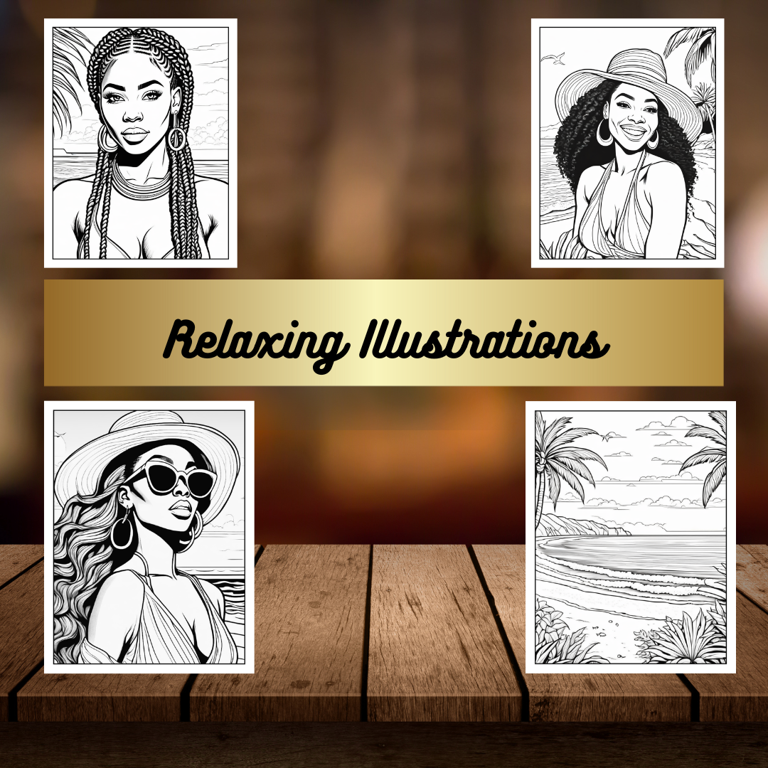 Black Girl Summer Beach Coloring Book – Melanin Magic, Swimsuits and Beach Vibes