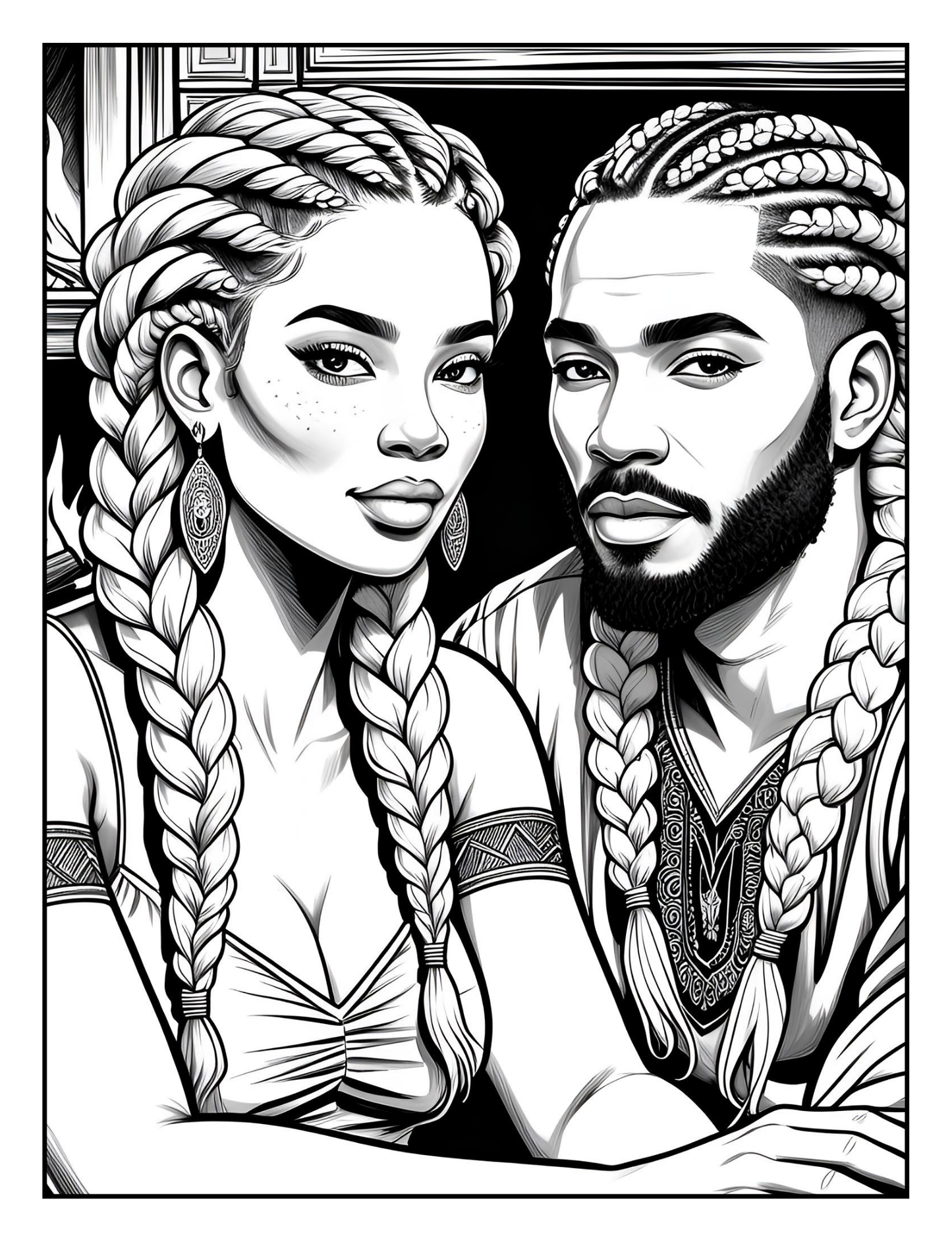 Black Couples Coloring Book for Adults, Mindful Self-Care, Relationship Therapy, Black Love Art Printable