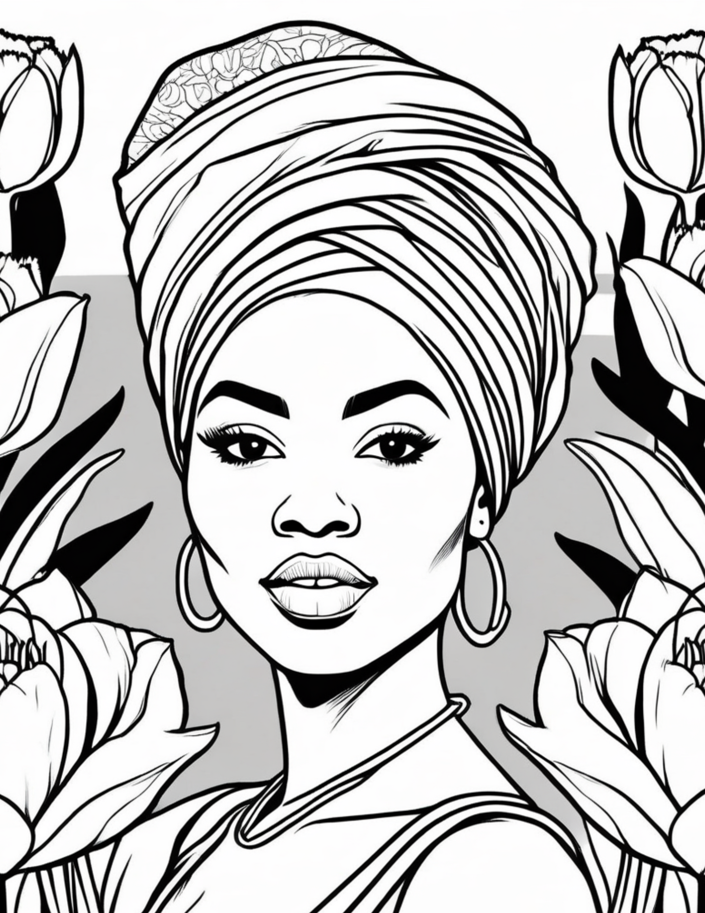 Black Women Headwrap Coloring Book | African American Women | Headscarf Fashion | Natural Hair Coloring Pages | Digital Download