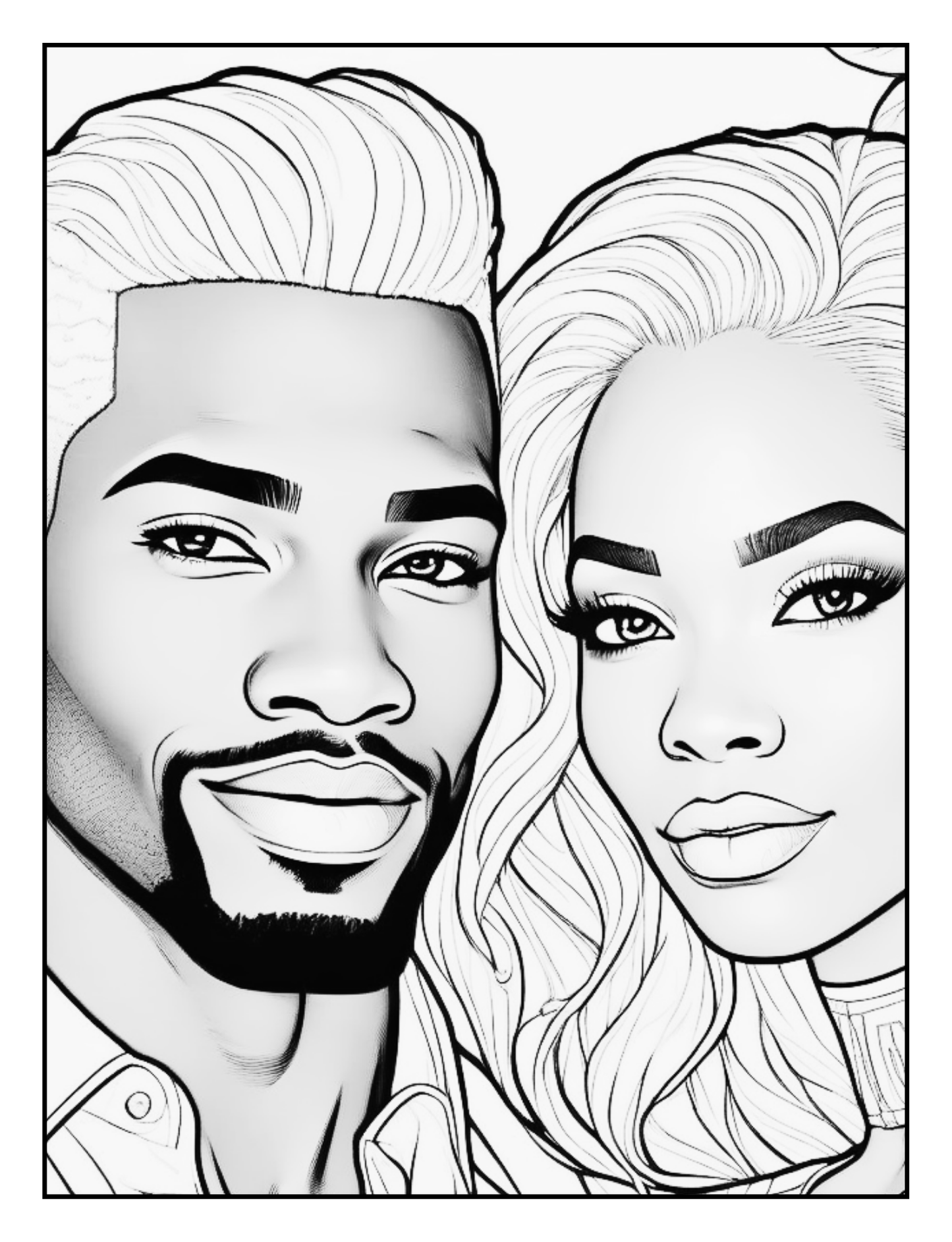 Black Couples Coloring Book for Adults, Mindful Self-Care, Relationship Therapy, Black Love Art Printable