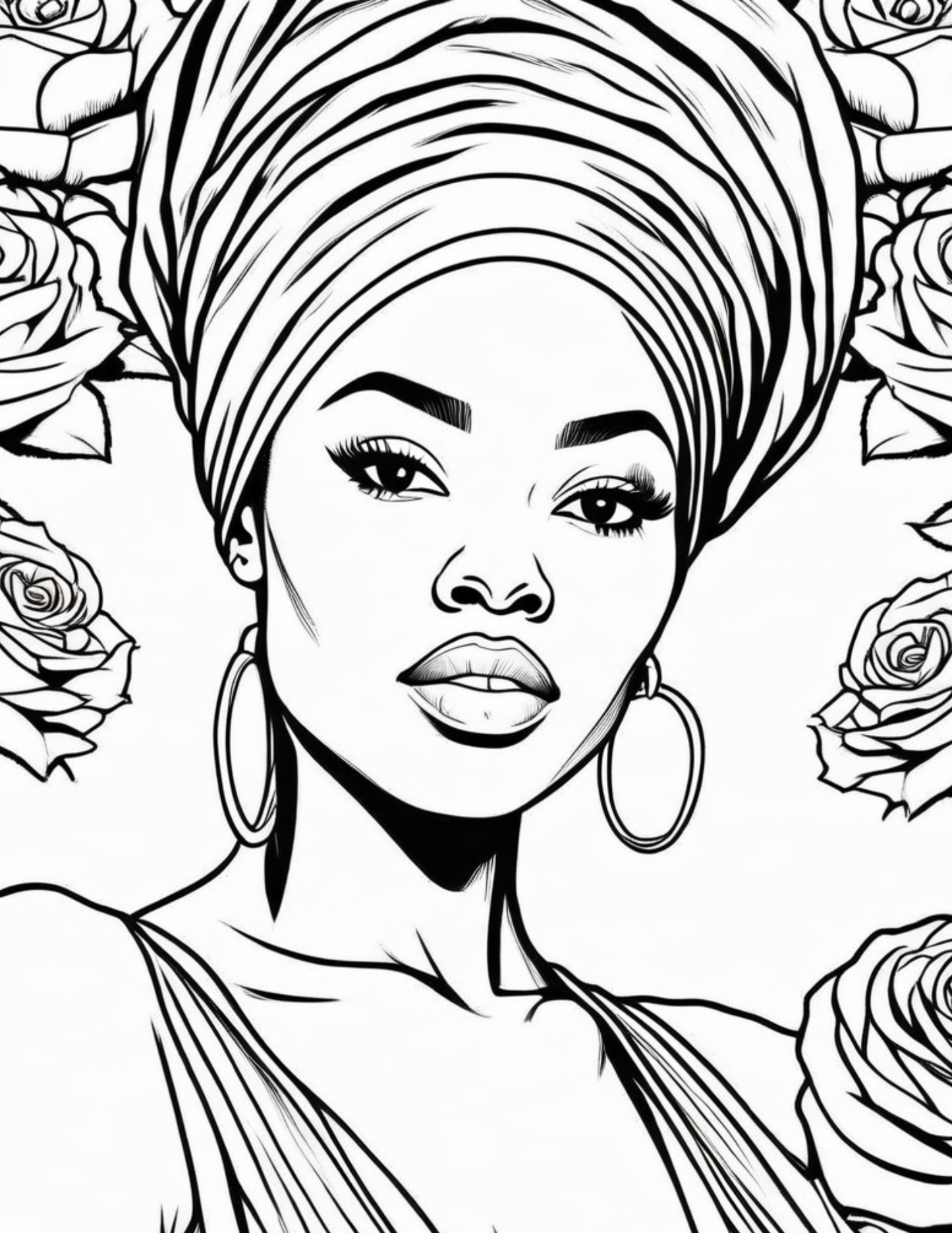 Black Women Headwrap Coloring Book | African American Women | Headscarf Fashion | Natural Hair Coloring Pages | Digital Download