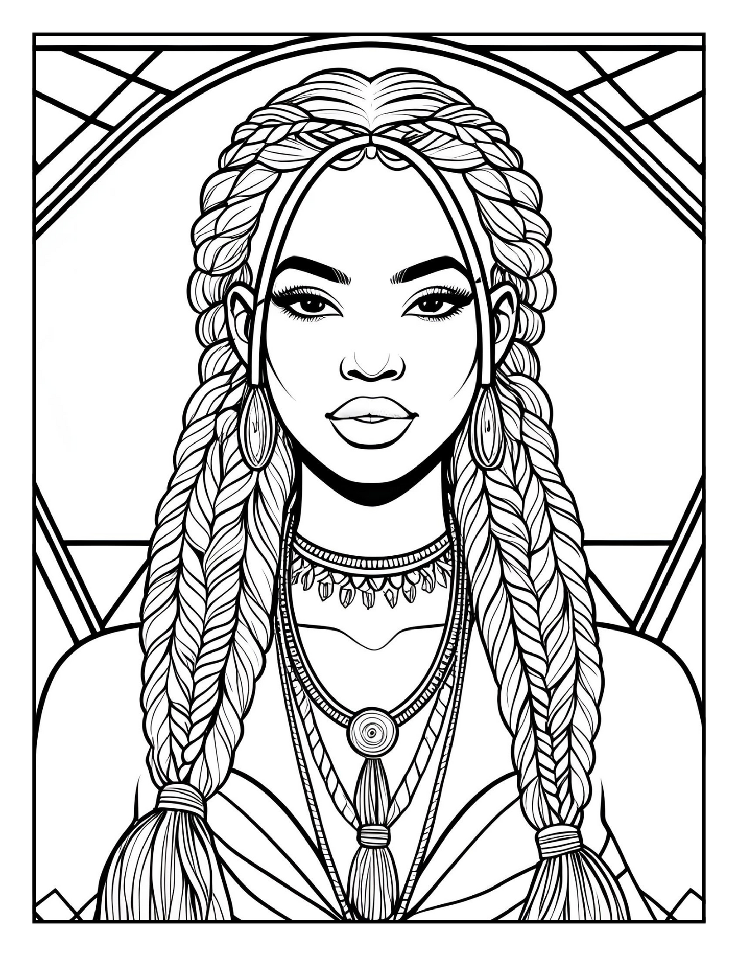 Abstract Queens: Black Women Coloring Book with Geometric Designs | Melanin Art Coloring Pages for Adults | Digital Download