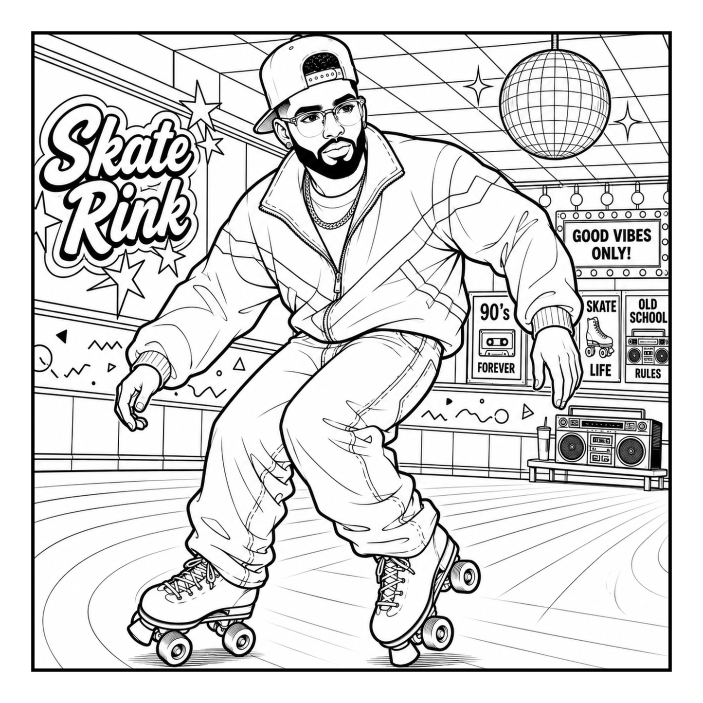 90's Fine Era Coloring Book Digital Download