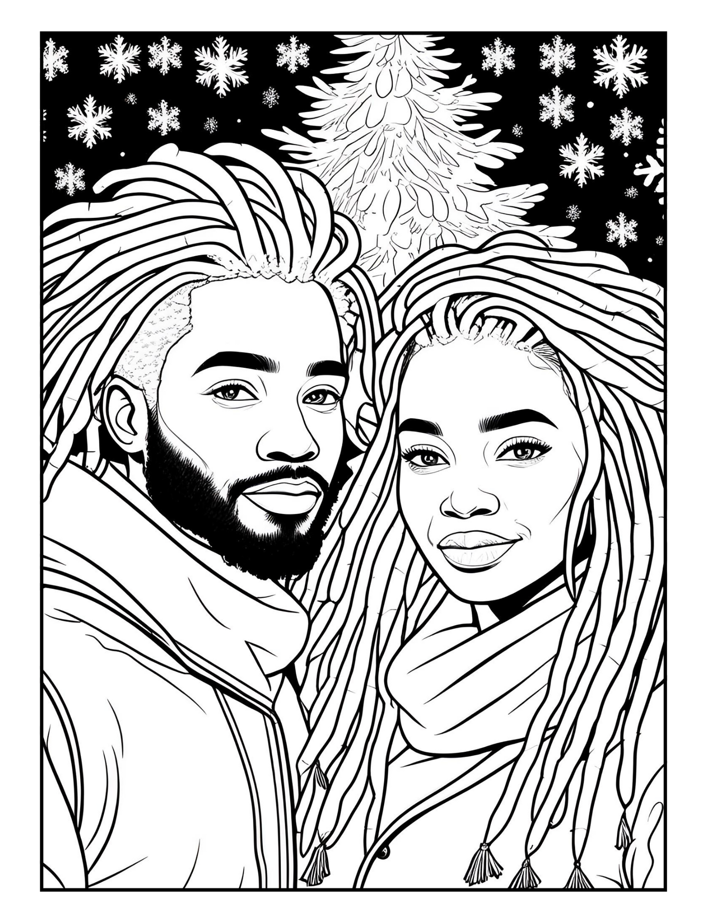Winter Wonderland Couples Celebrating Christmas Together  A Coloring Adventure Featuring Enchanting Moments of Love and Christmas Joy, Perfect for Relaxation and Festive Fun