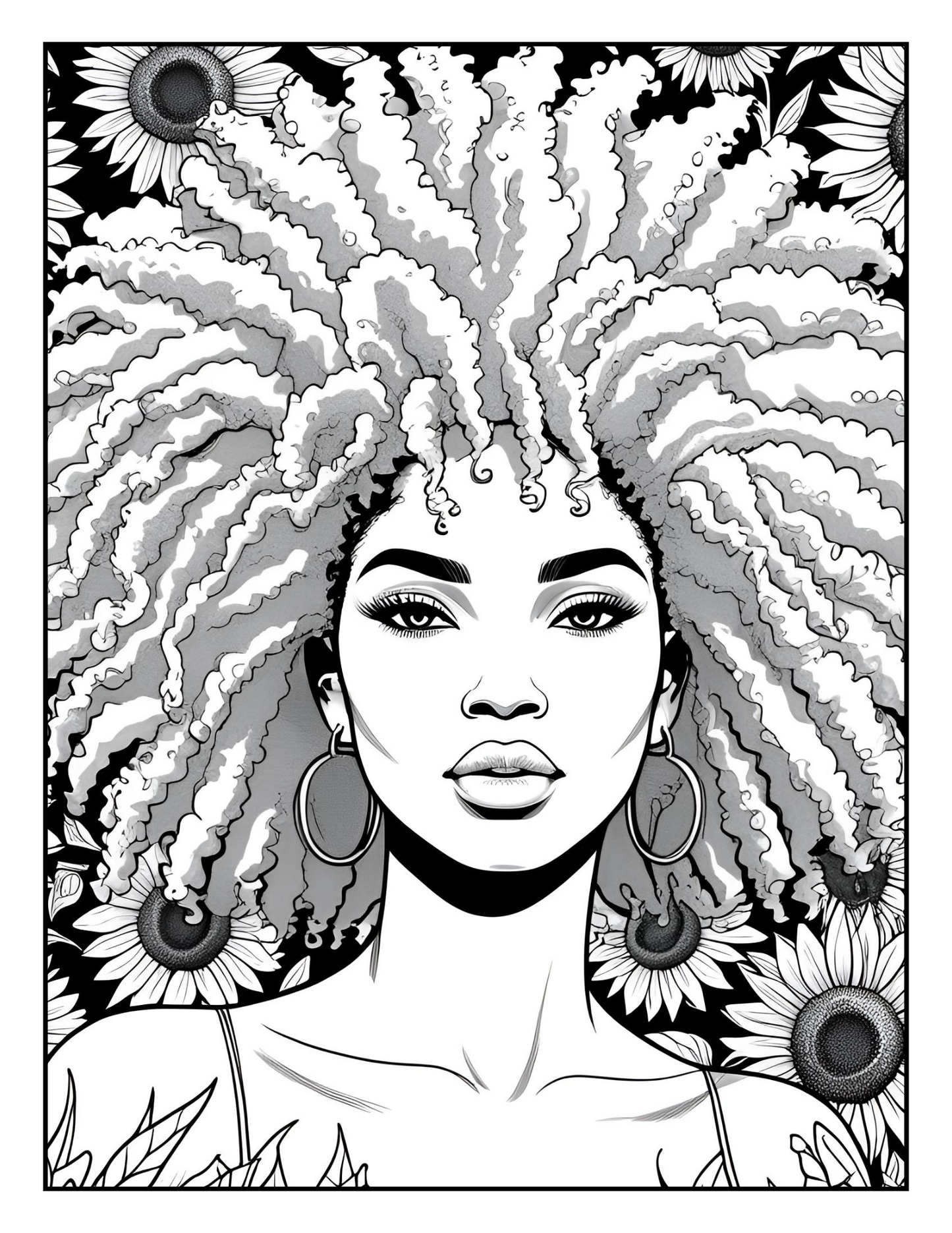 Natural Hair Coloring Book for Black Women | Afro, Curls, Braids & Locs | Relaxing Self-Care & Fun Pages for All Ages – Digital Download