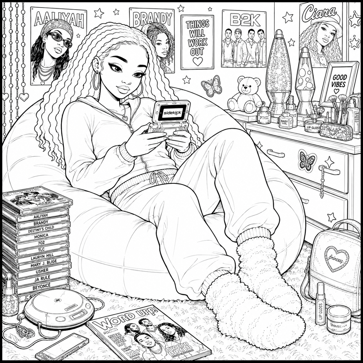 Y2K Nostalgia A Coloring Book of Early-2000s Teen Vibes Featuring Mall Days, Game Nights, Sleepovers & Good Vibes