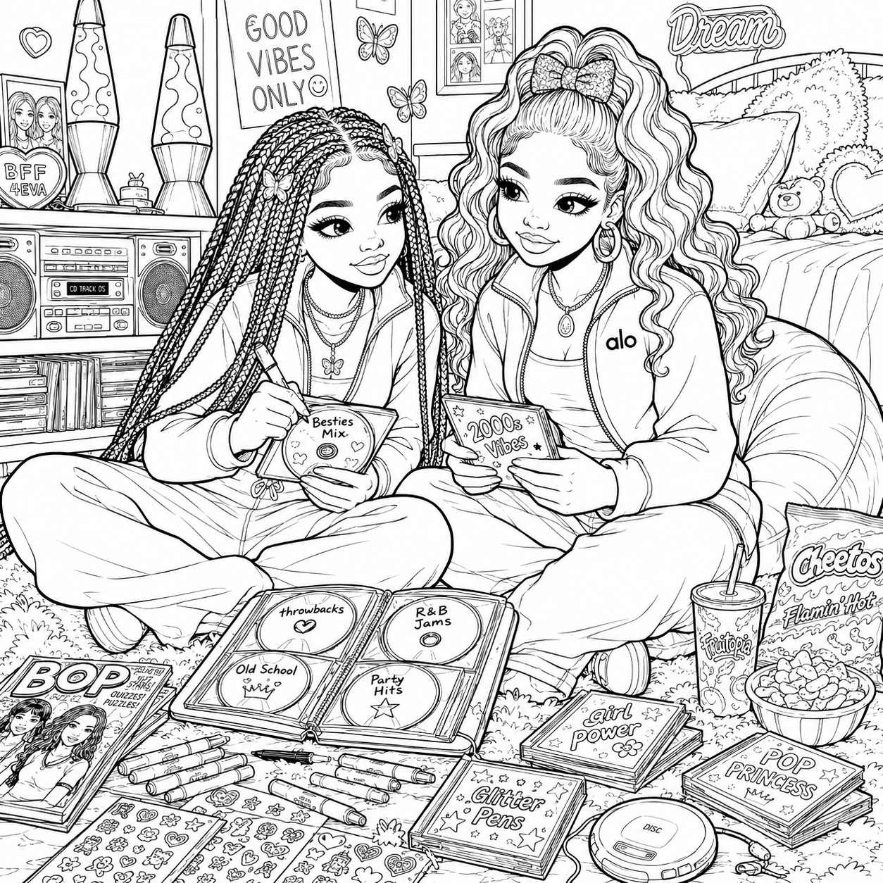 Y2K Nostalgia A Coloring Book of Early-2000s Teen Vibes Featuring Mall Days, Game Nights, Sleepovers & Good Vibes