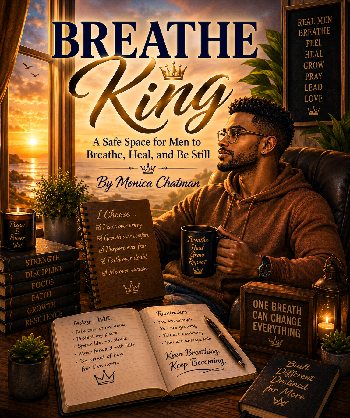 Breathe, King A Safe Space for Men to Breathe, Heal, and Be Still A Mindful Coloring Book for Black Men Managing Anxiety with Strength