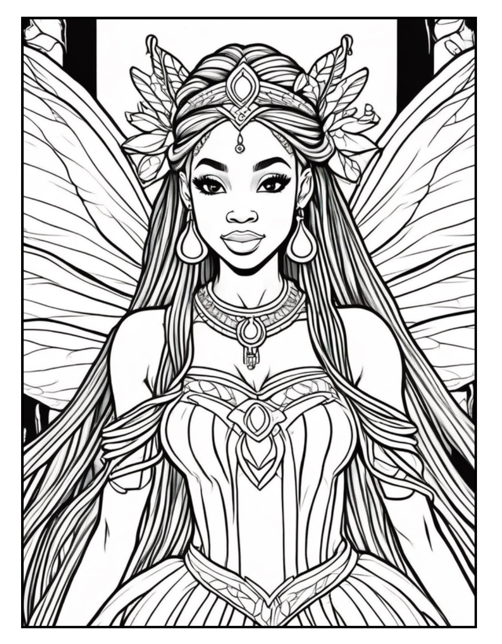 Black Fairy Coloring Book| Magical Printable Coloring Sheets for Kids & Adults - Instant Download Fantasy Art| Enchanted Coloring Pages