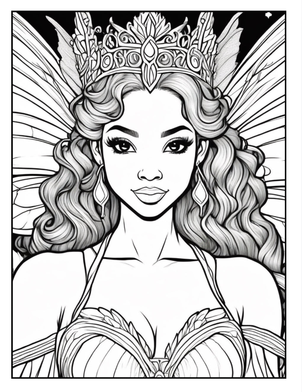 Black Fairy Coloring Book| Magical Printable Coloring Sheets for Kids & Adults - Instant Download Fantasy Art| Enchanted Coloring Pages